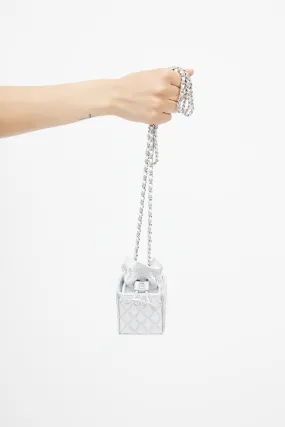 2021 Silver Quilted Coin Mini Crossbody Bag
