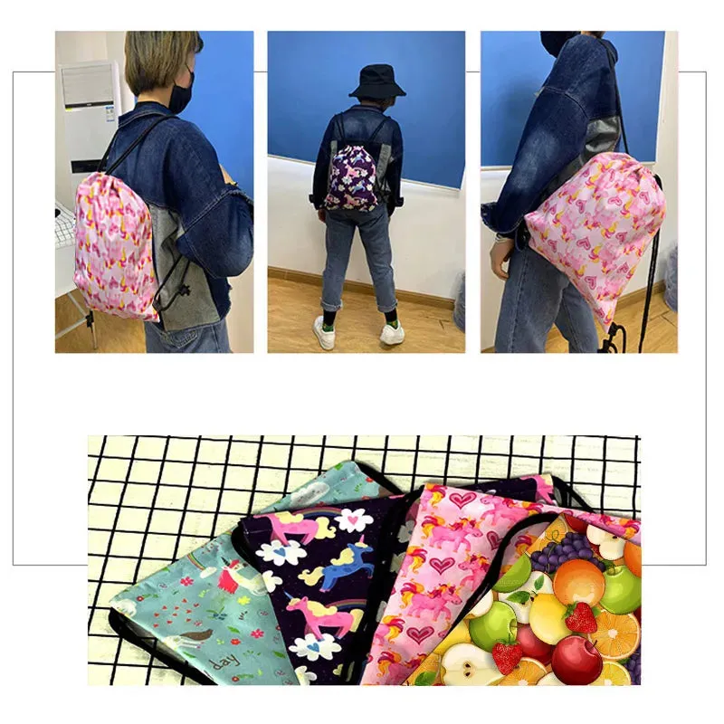 African Women Print Backpack Cartoon Afro Girls Drawstring Bag