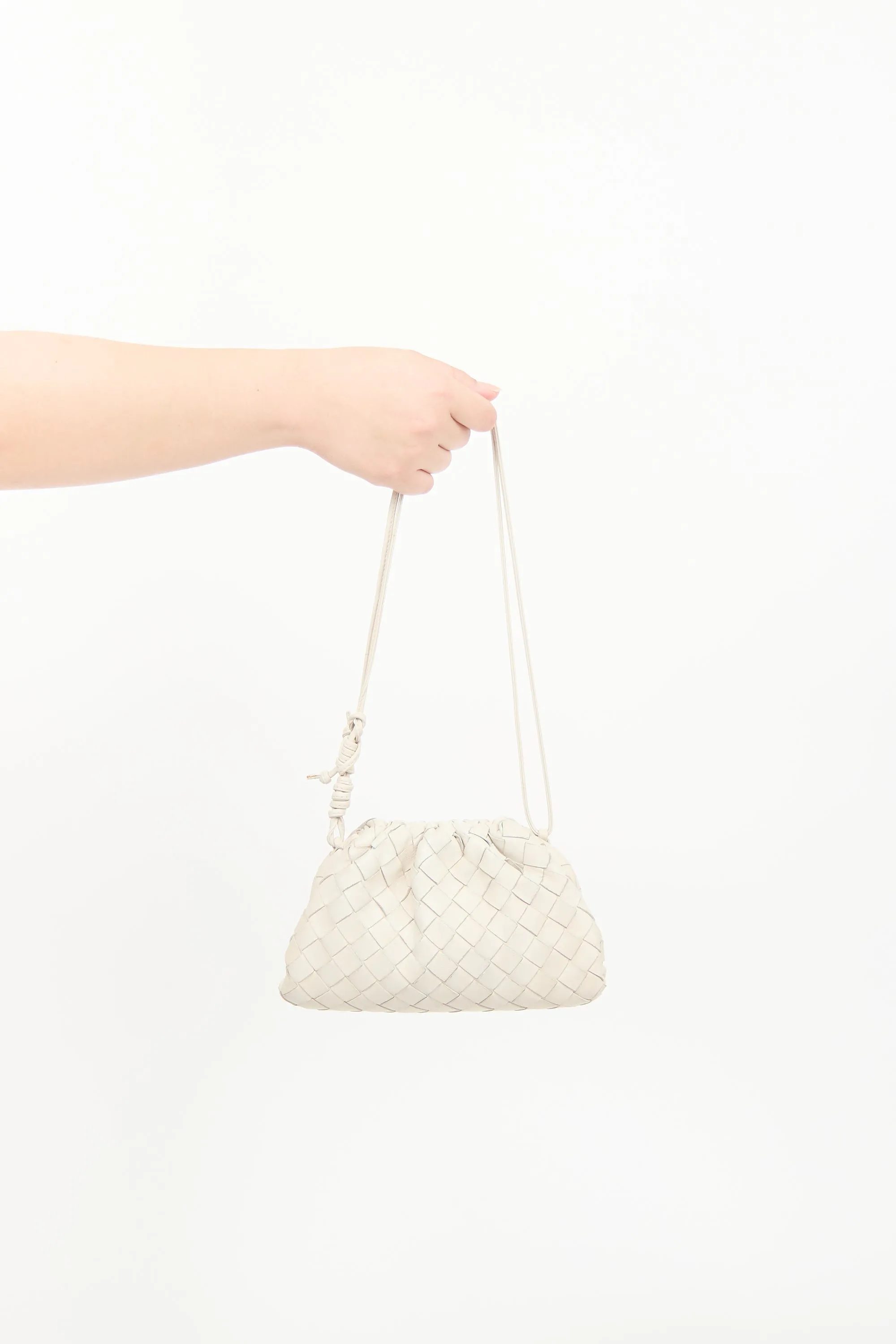 Beige Intrecciato Mini Pouch Bag