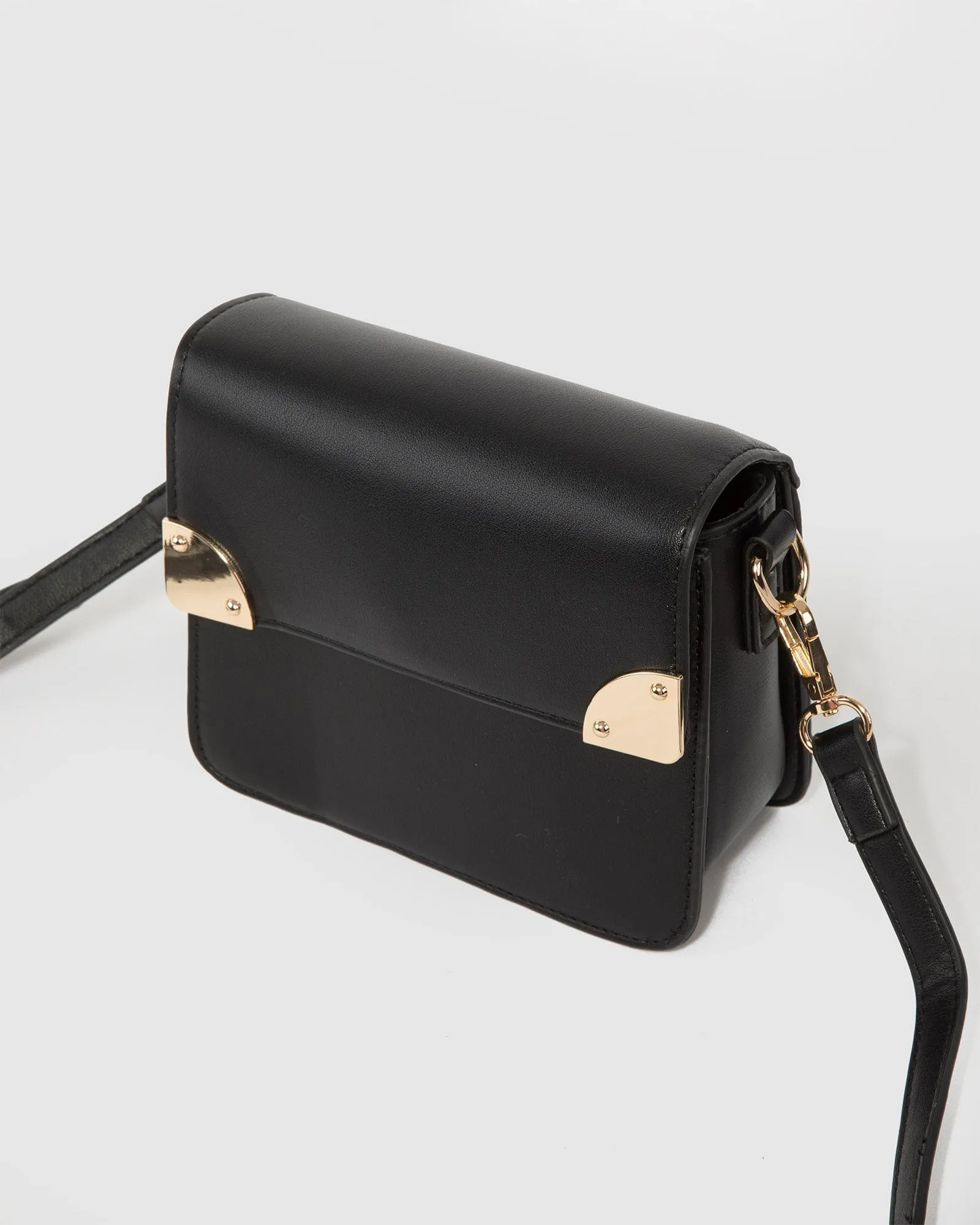Black Elsa Hardware Mini Crossbody Bag