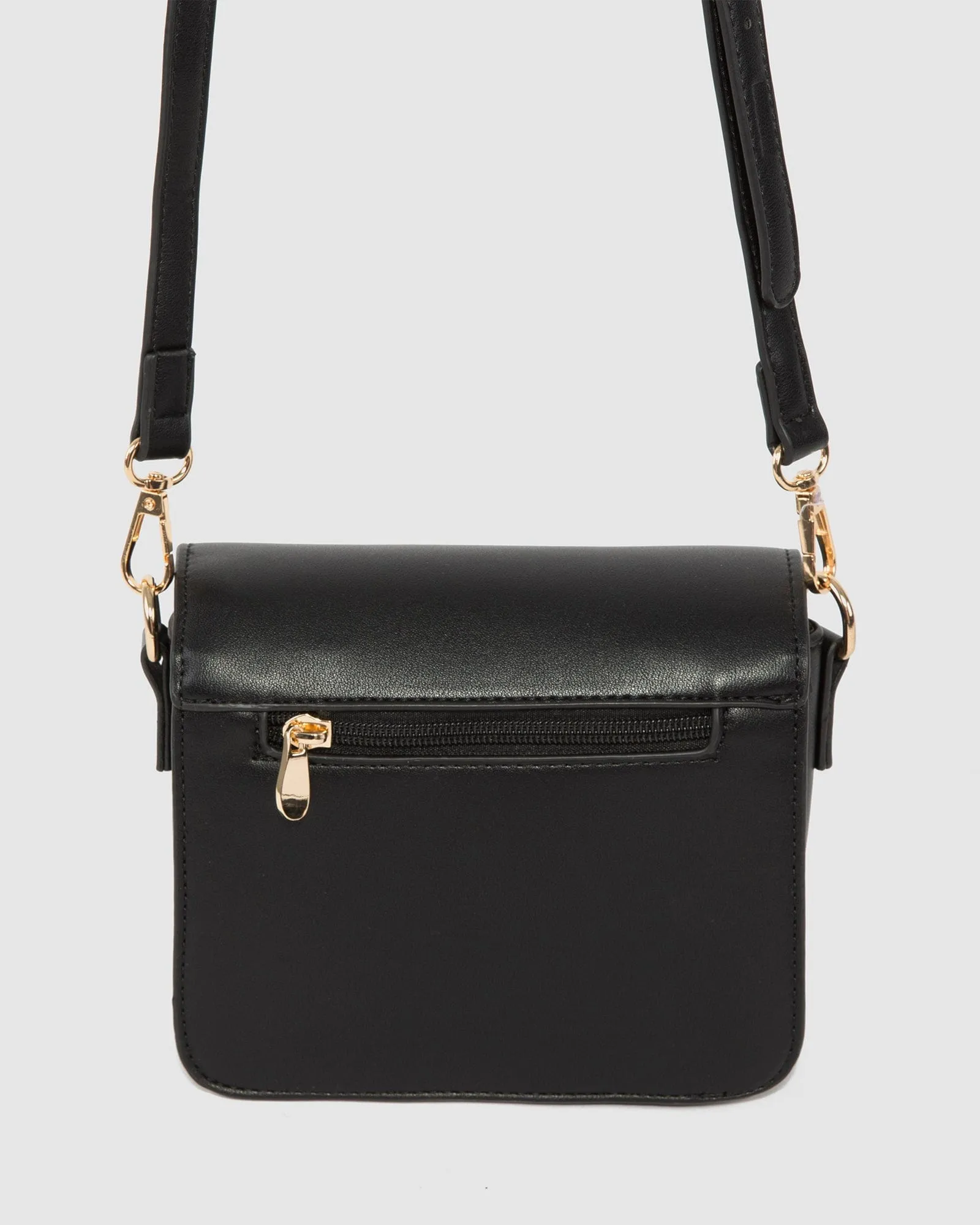 Black Elsa Hardware Mini Crossbody Bag