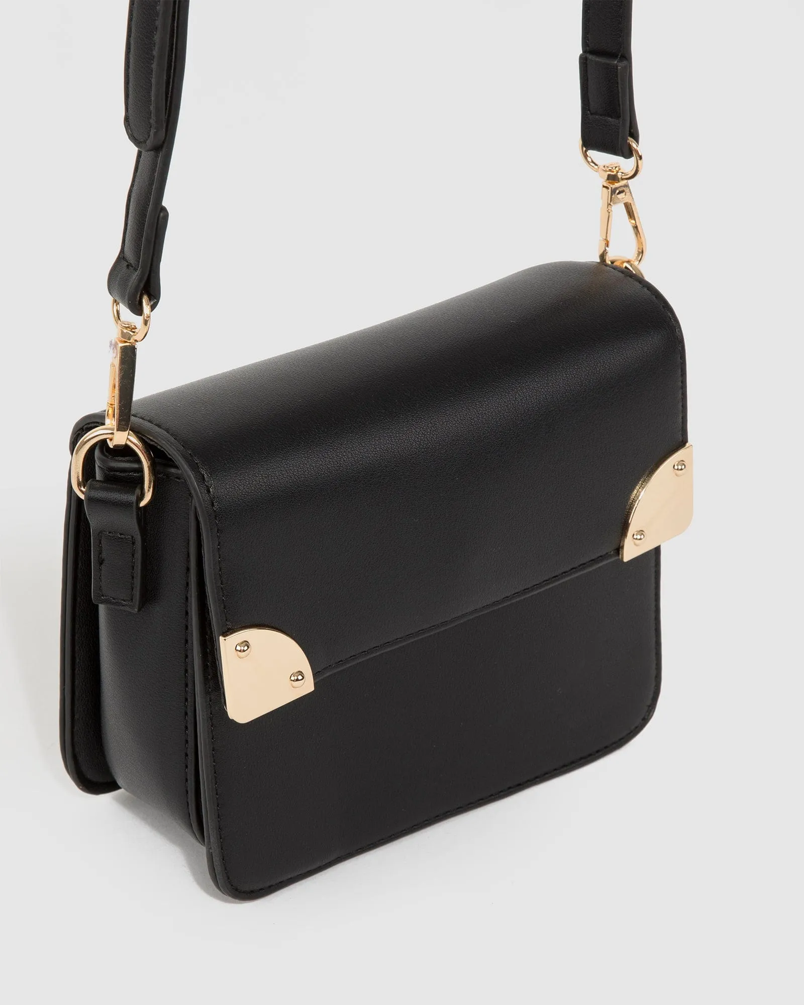 Black Elsa Hardware Mini Crossbody Bag