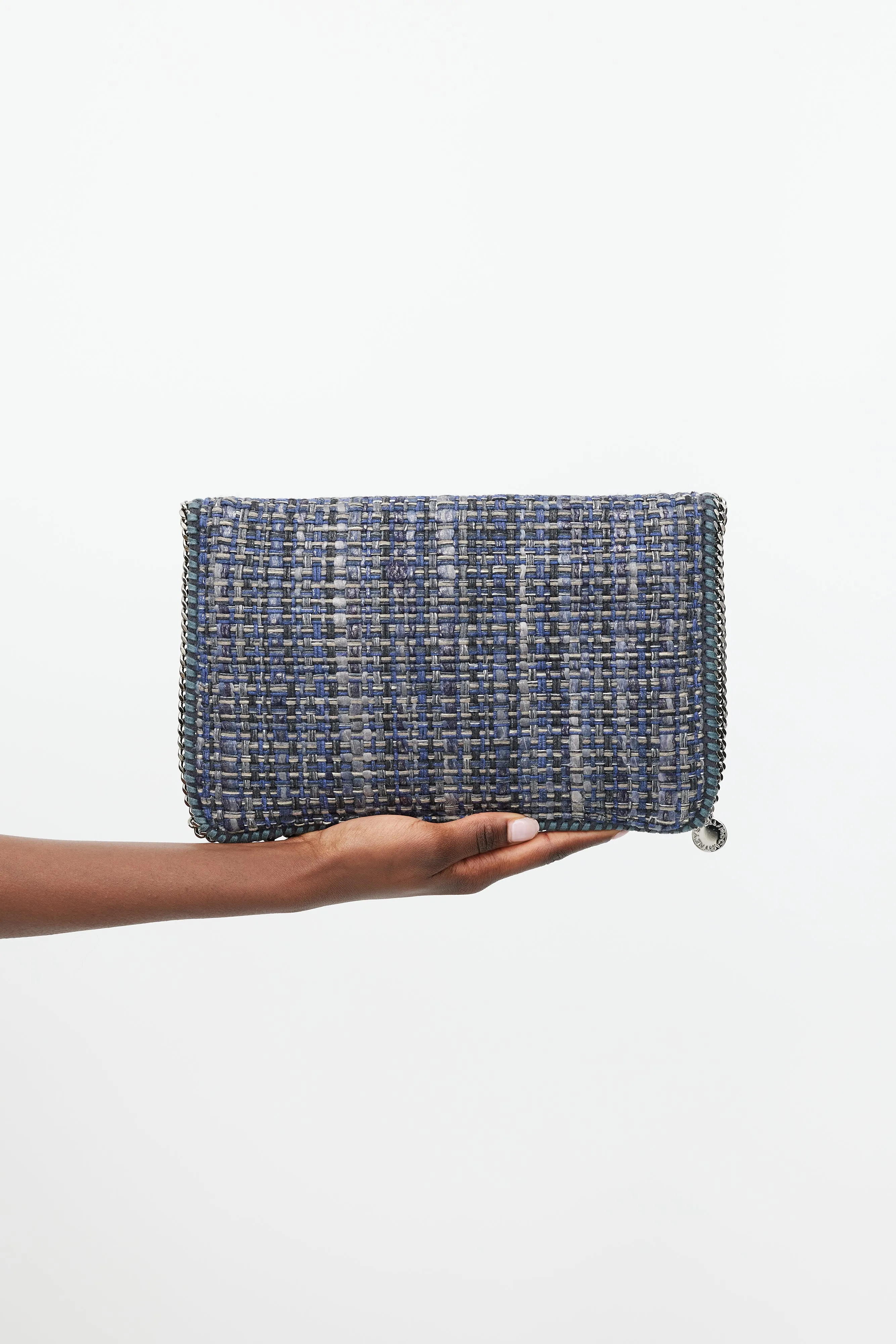 Blue & Silver Falabella Woven Fold Over Clutch
