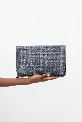 Blue & Silver Falabella Woven Fold Over Clutch