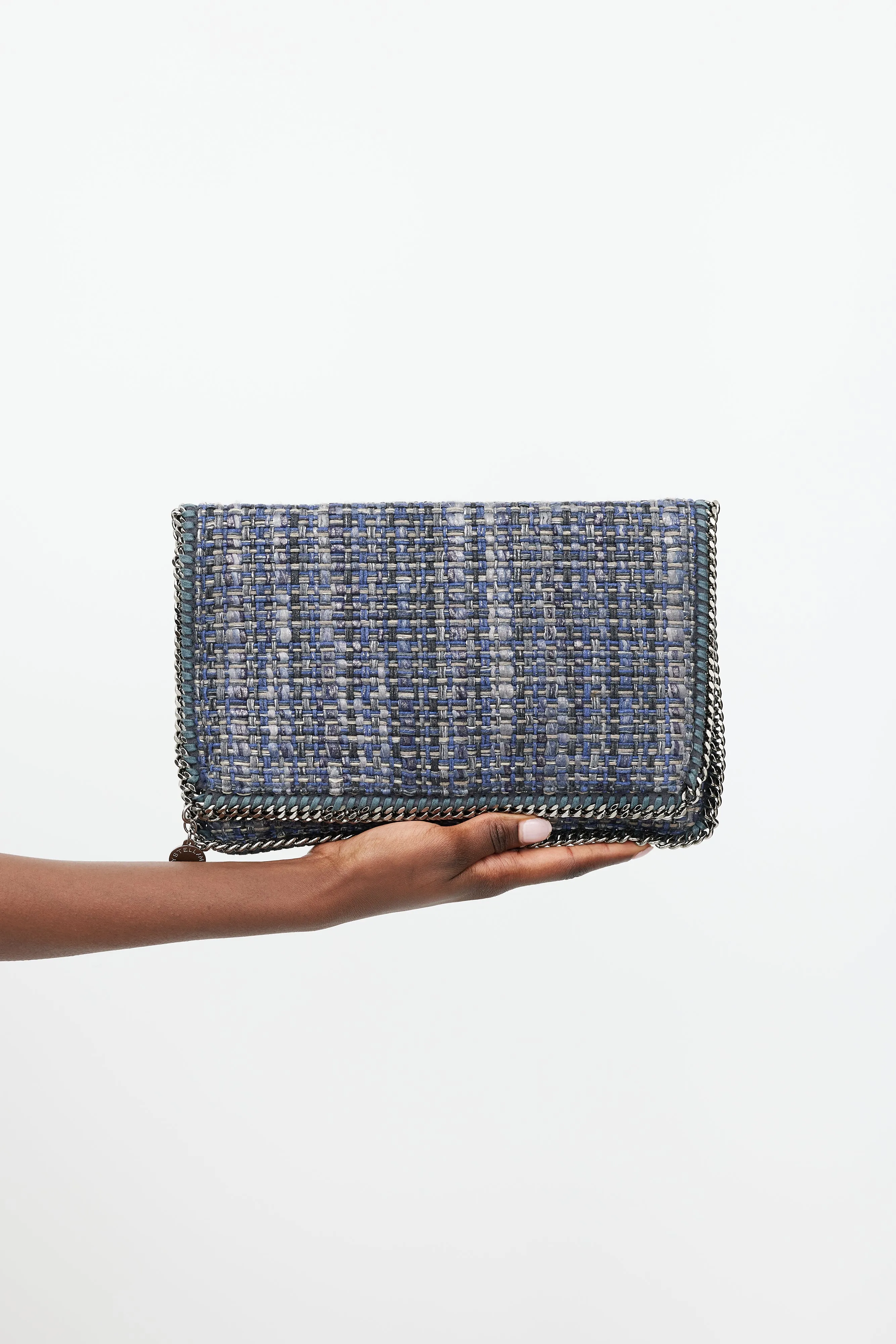 Blue & Silver Falabella Woven Fold Over Clutch