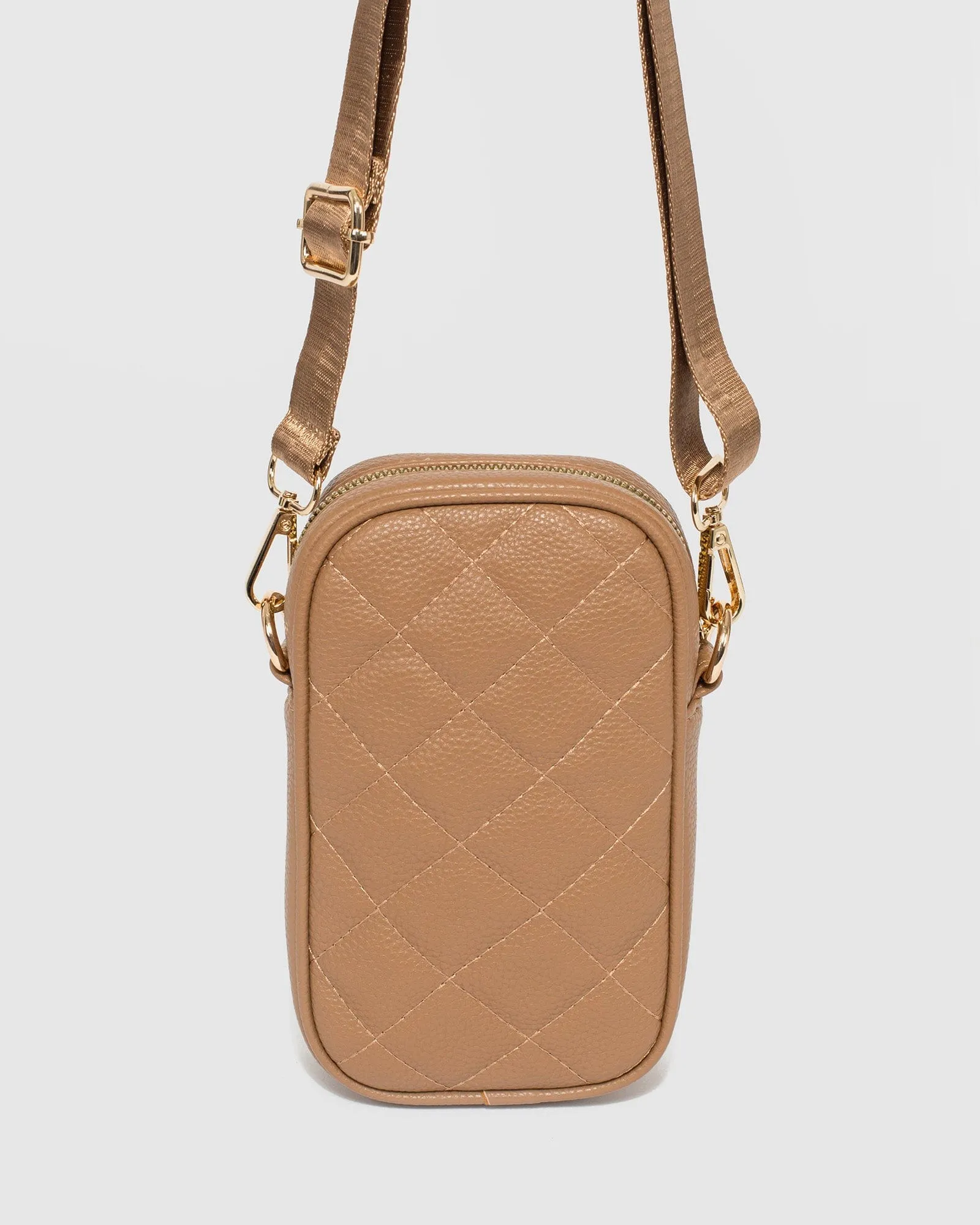 Caramel Rubee Quilted Crossbody Phone Bag