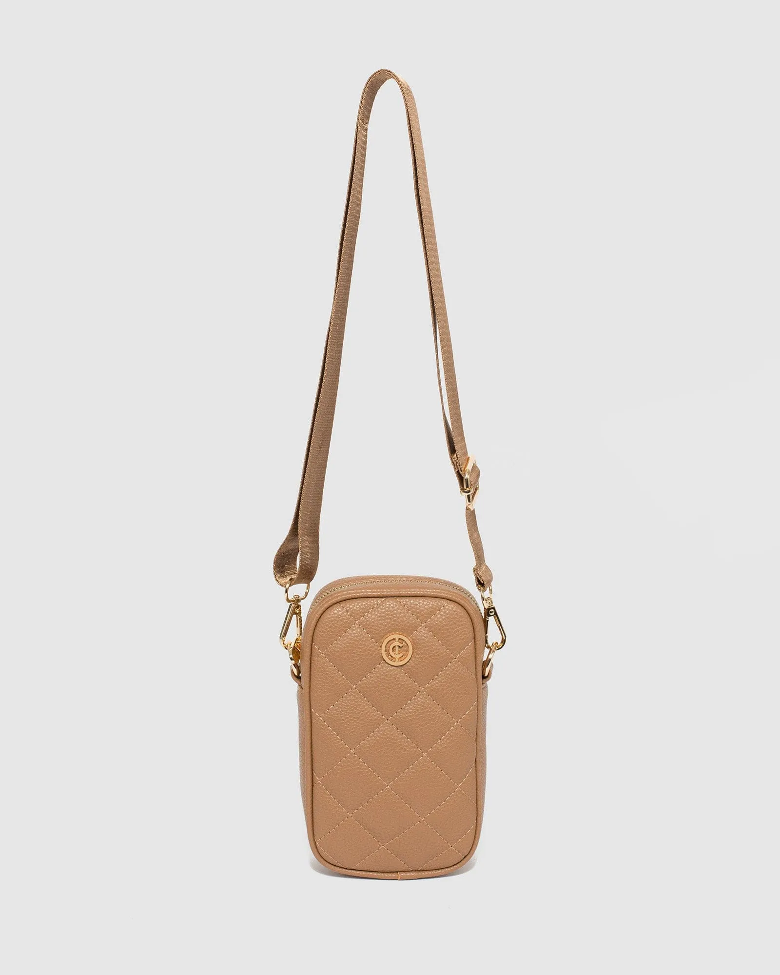Caramel Rubee Quilted Crossbody Phone Bag