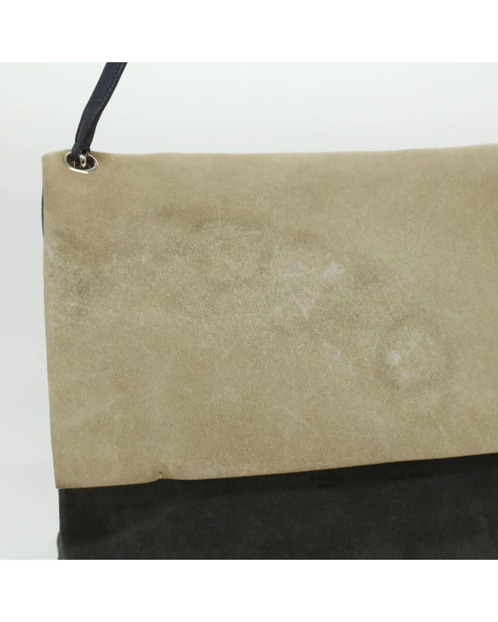 CELINE Suede Flap Bag BeigeBrown
