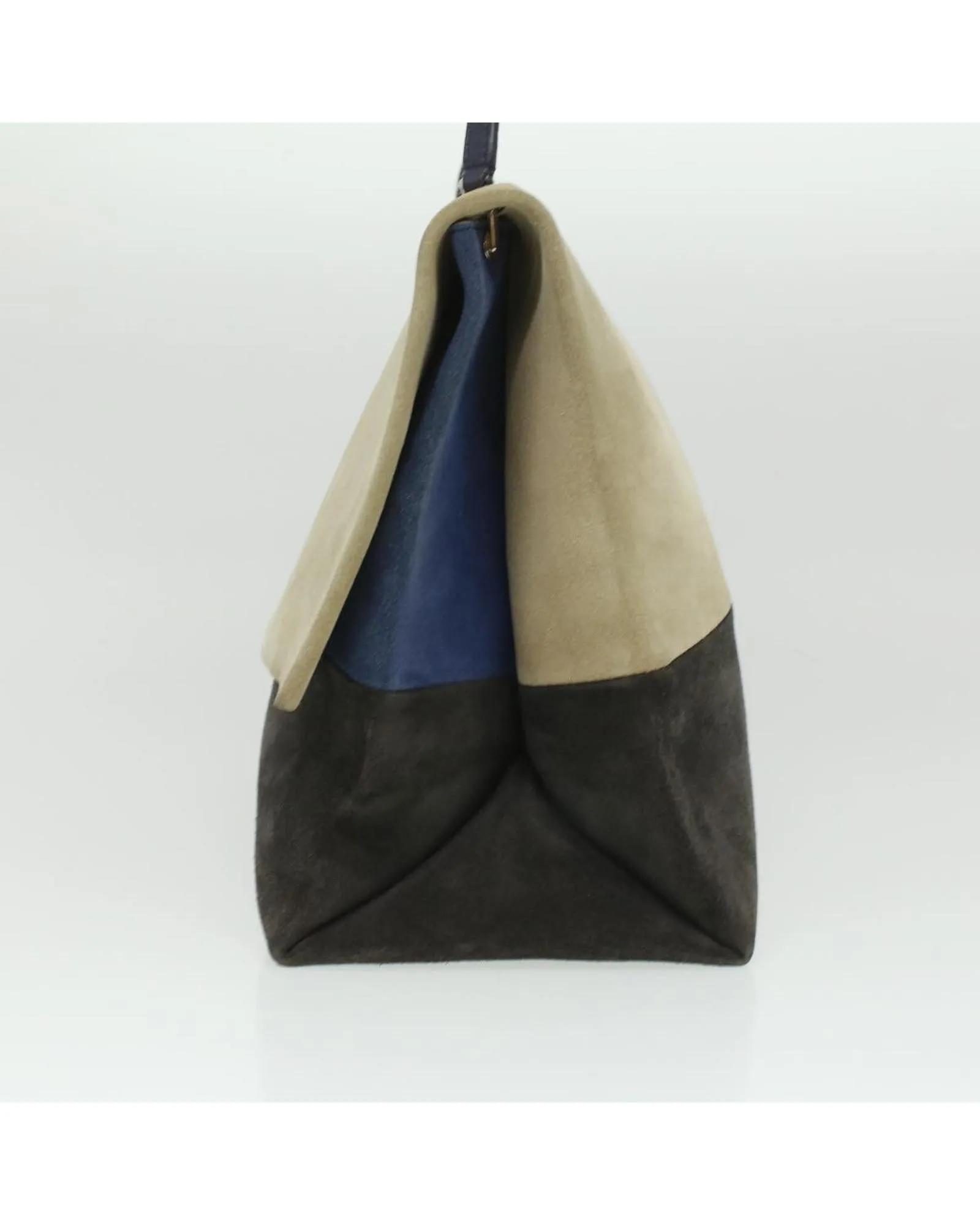 CELINE Suede Flap Bag BeigeBrown