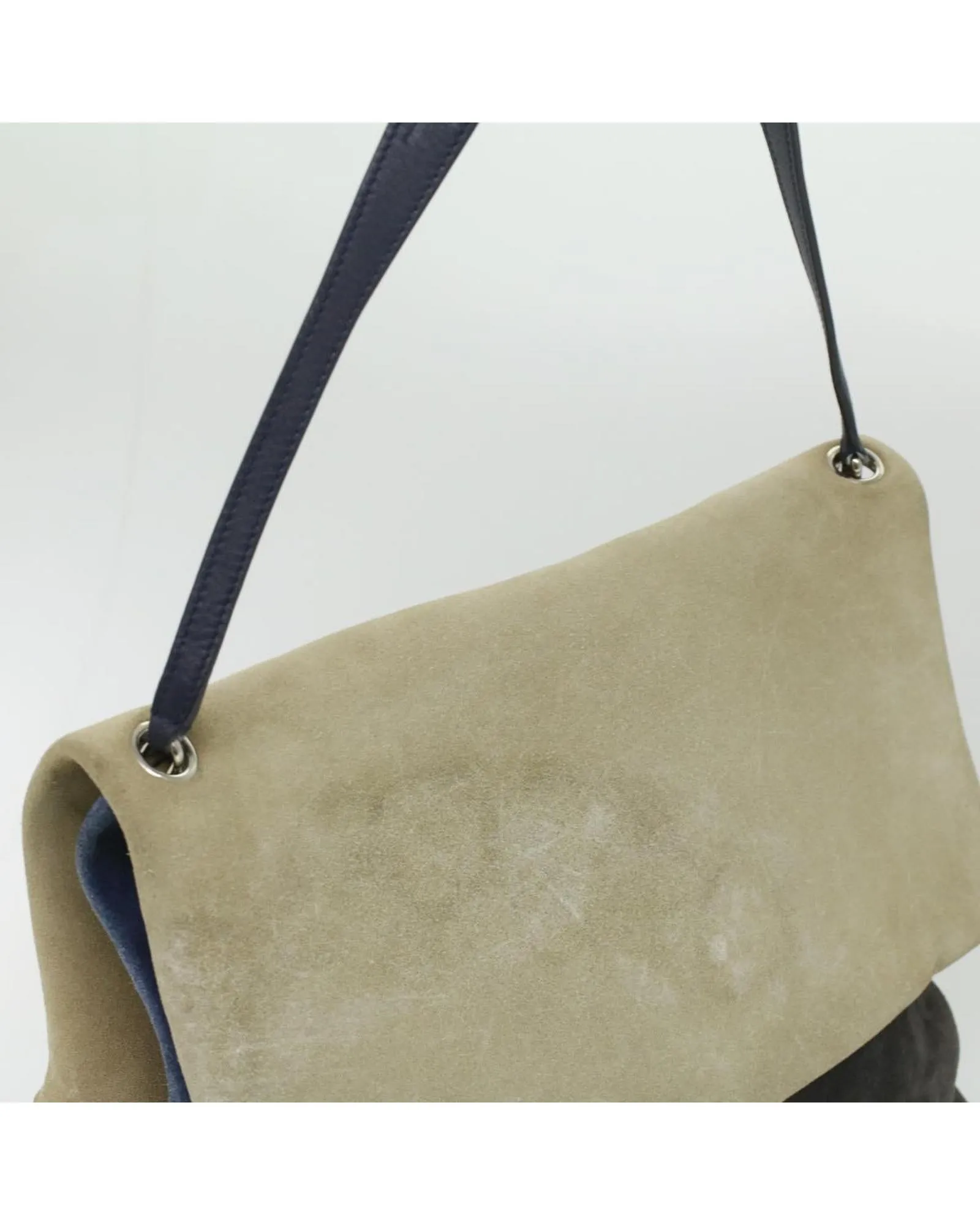 CELINE Suede Flap Bag BeigeBrown