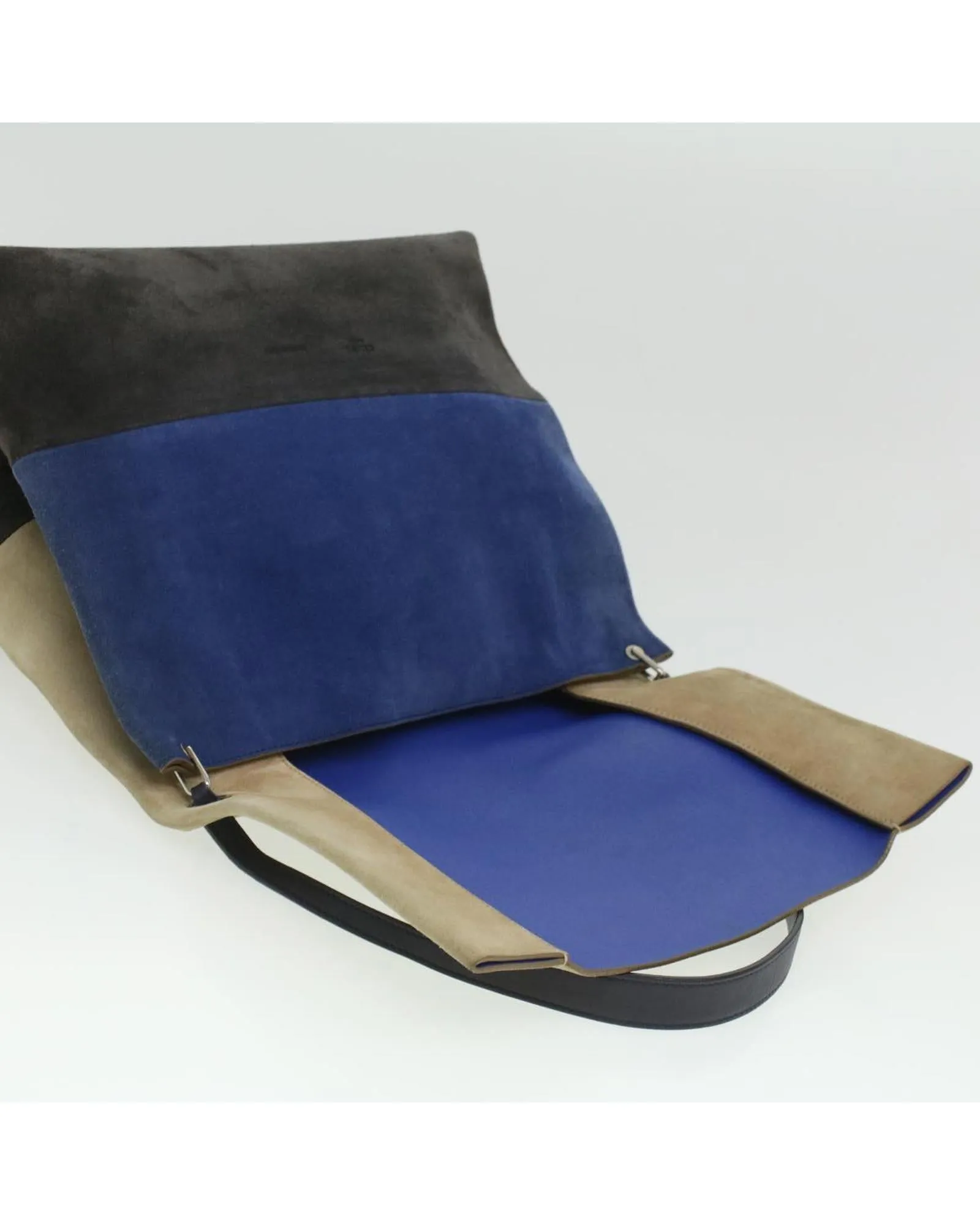 CELINE Suede Flap Bag BeigeBrown