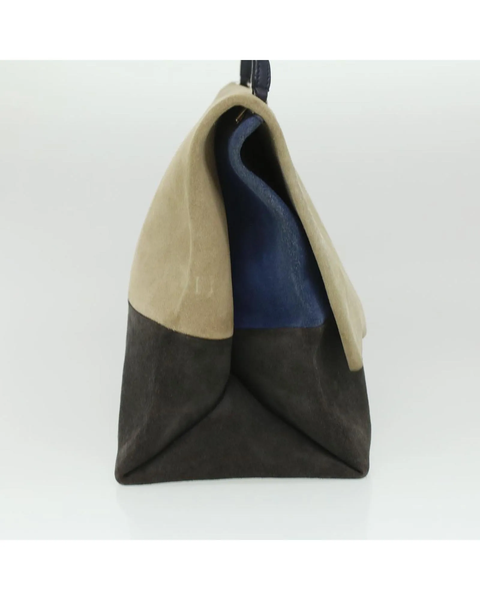 CELINE Suede Flap Bag BeigeBrown
