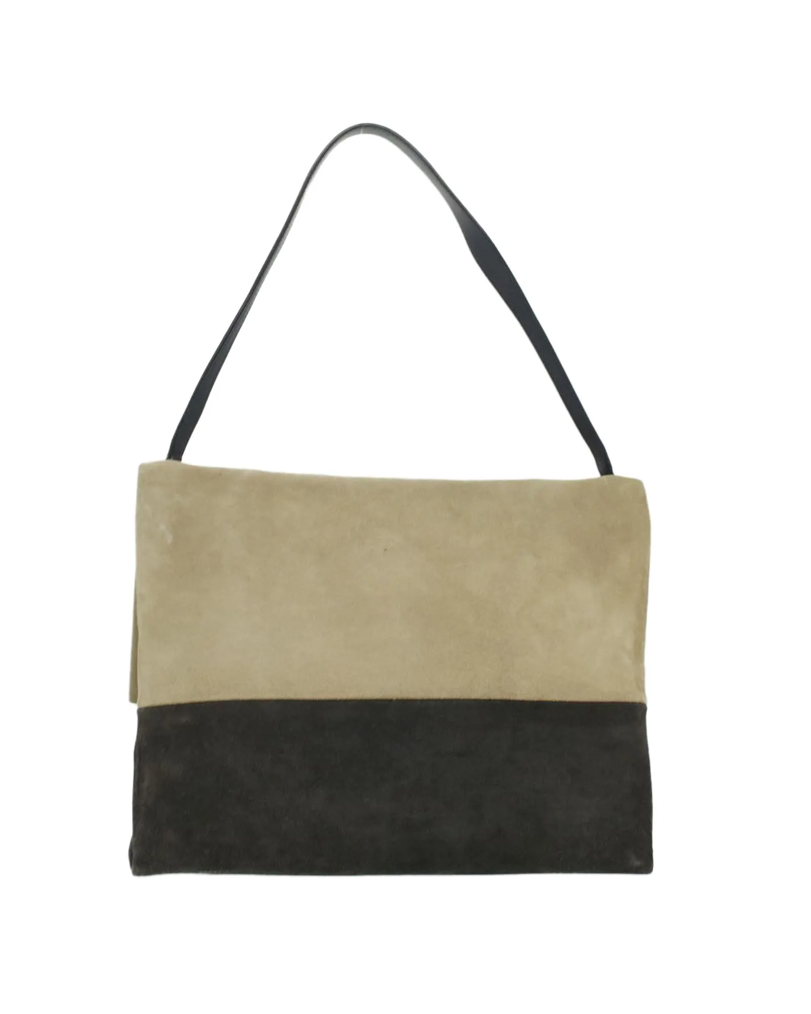 CELINE Suede Flap Bag BeigeBrown