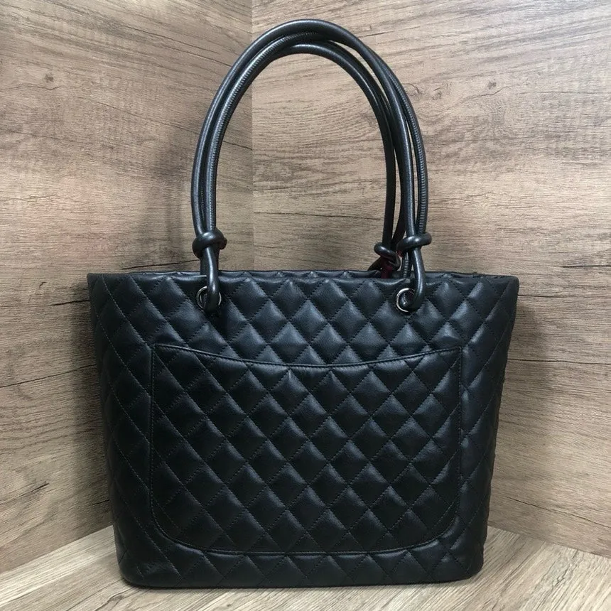 Chanel Cambon Black Quilted Tote Bag Large