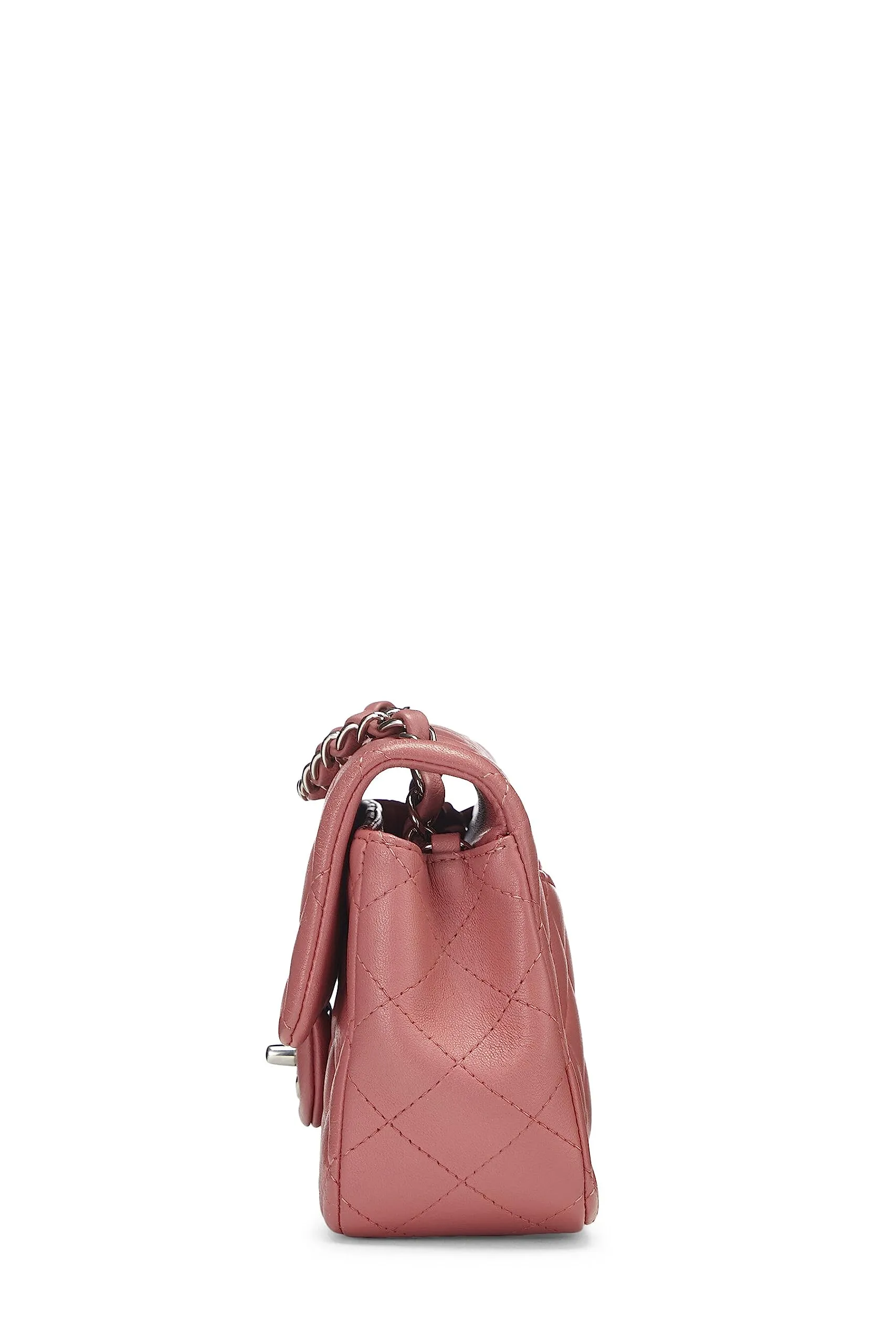 Chanel,  Pink Quilted Lambskin Rectangular Flap Mini, Pink