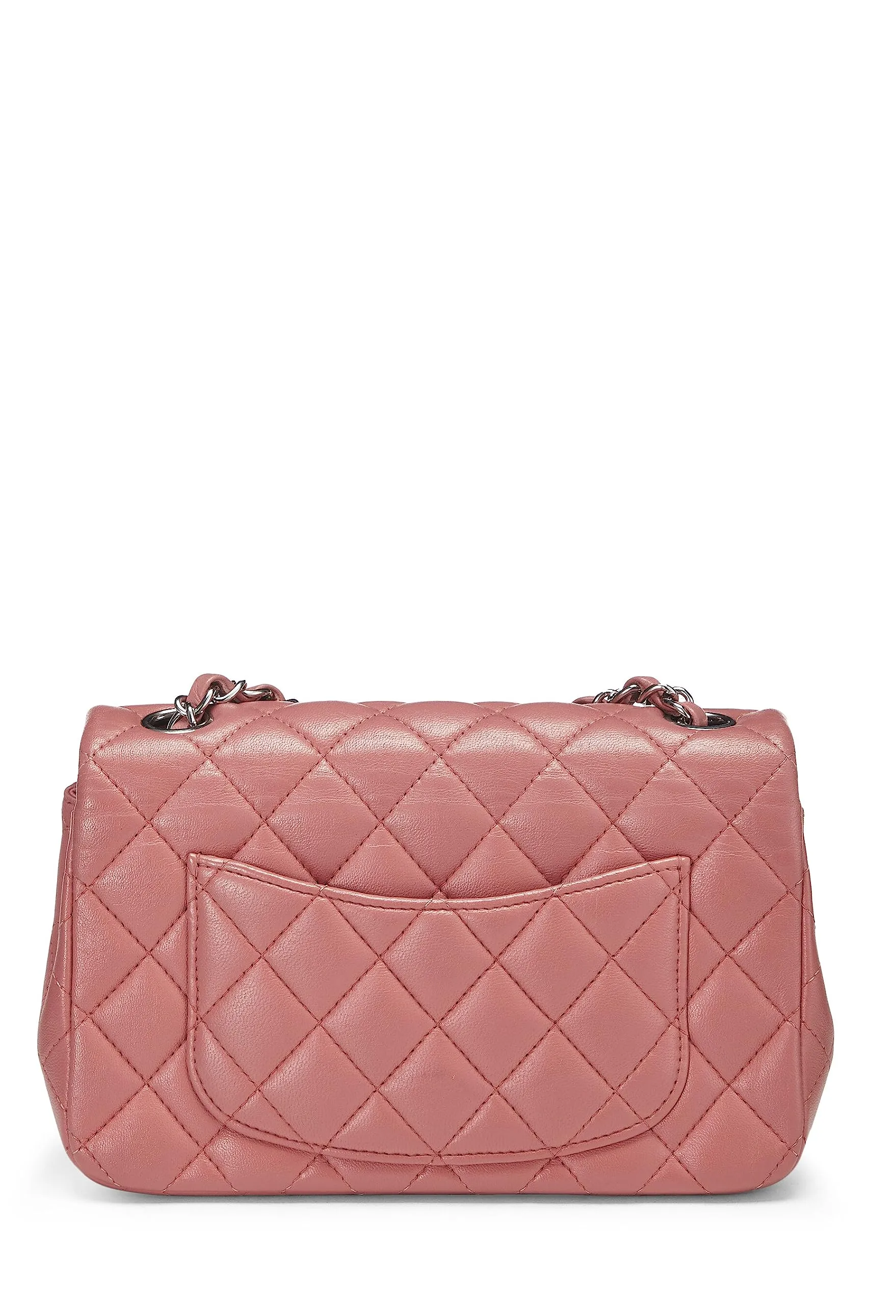 Chanel,  Pink Quilted Lambskin Rectangular Flap Mini, Pink