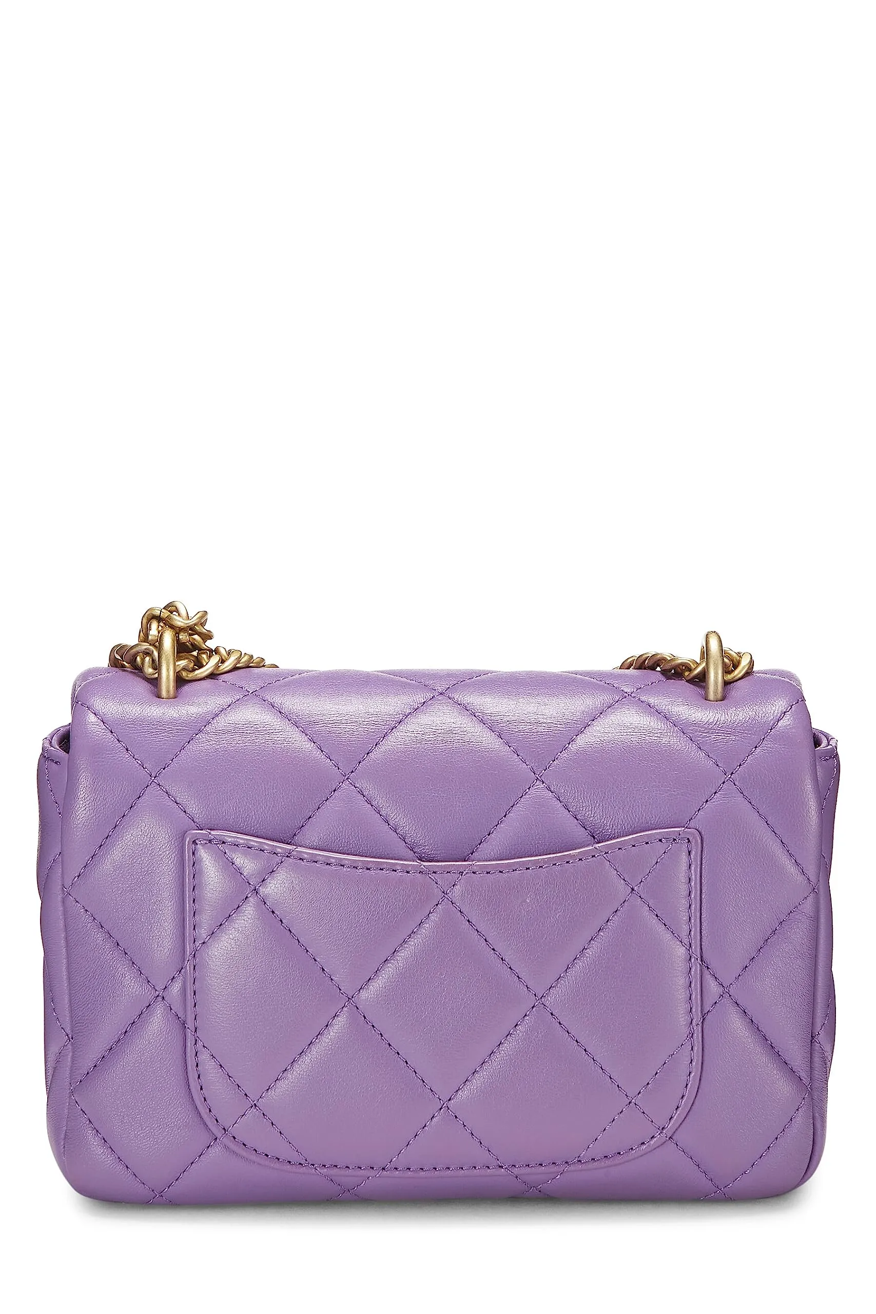 Chanel,  Purple Lambskin Pending CC Square Flap Mini, Purple