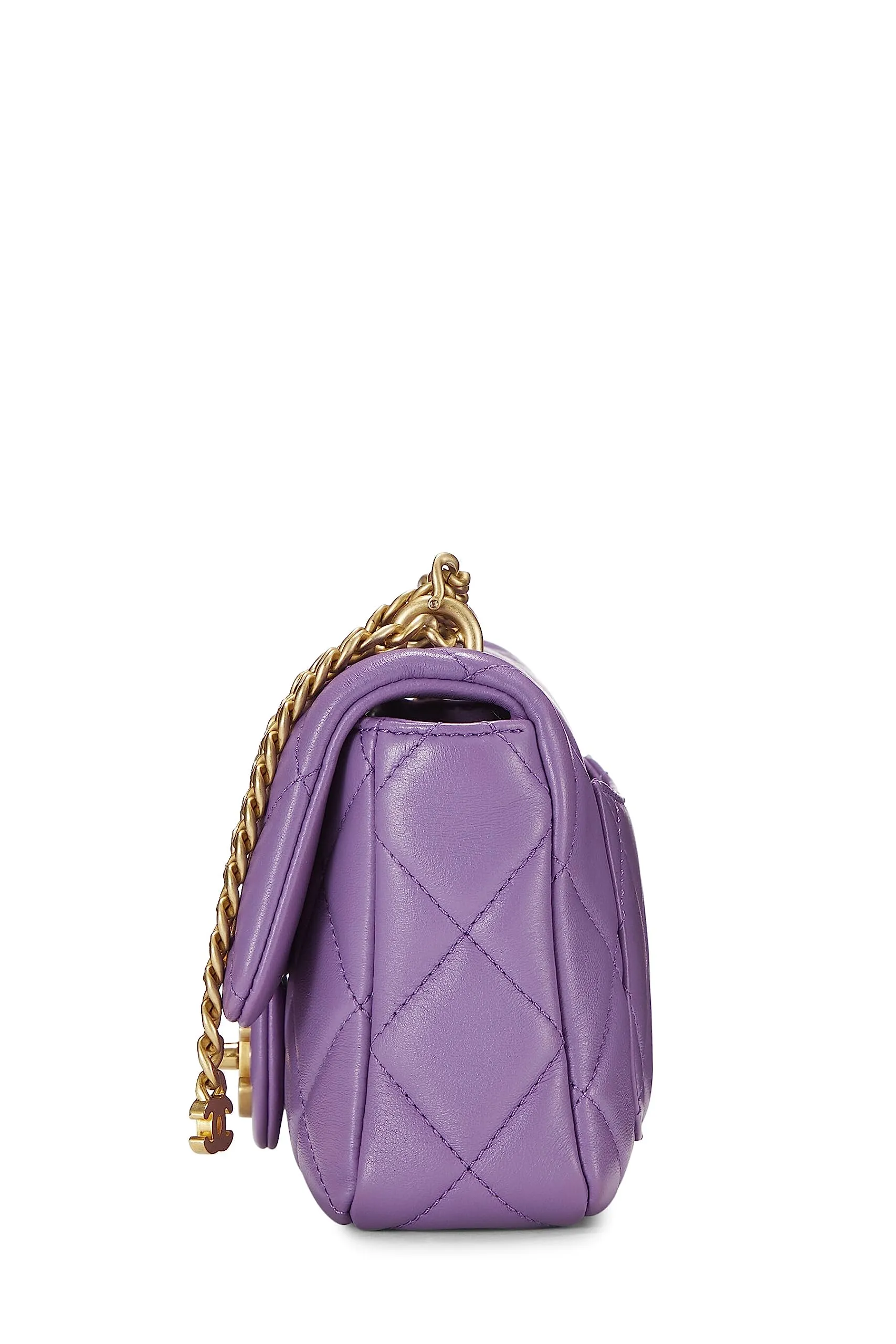 Chanel,  Purple Lambskin Pending CC Square Flap Mini, Purple