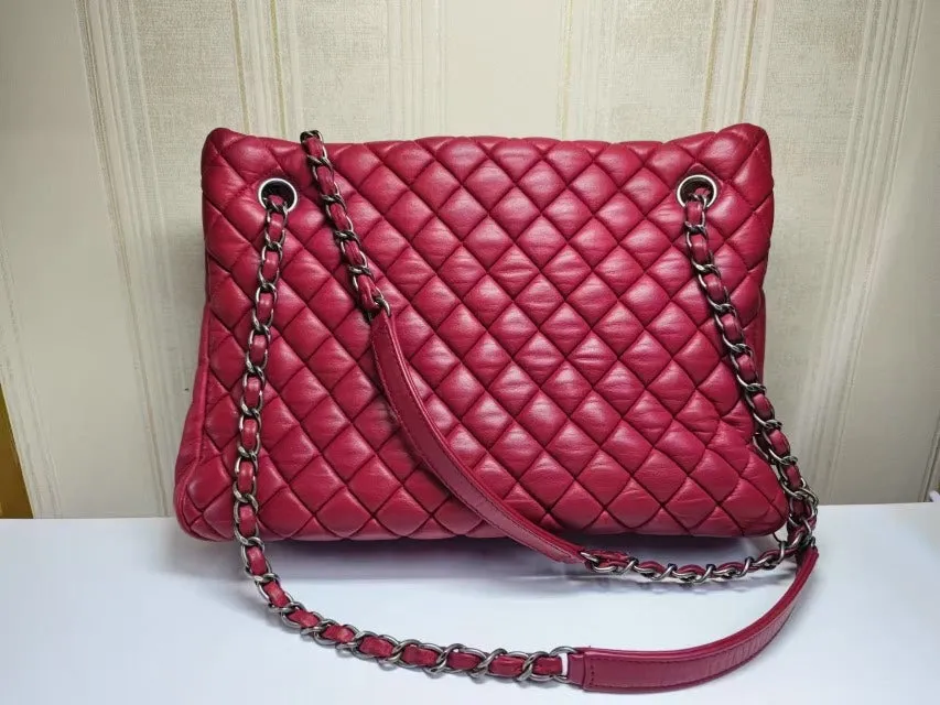 Chanel Red Quilted Leather Tote Large