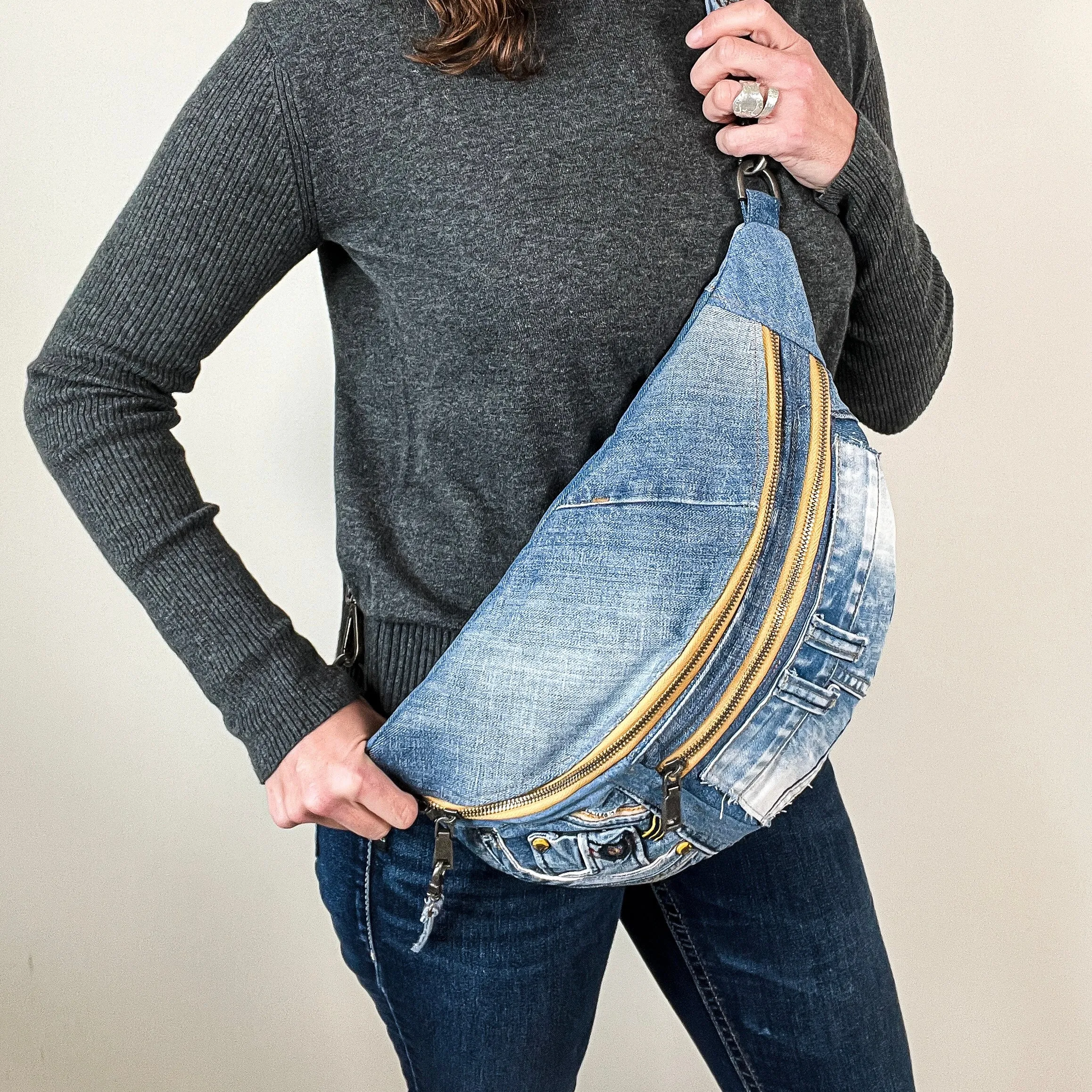 Denim Sling Bag Crossbody Bag XL