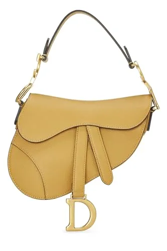 Dior,  Yellow Leather Saddle Bag Mini, Yellow