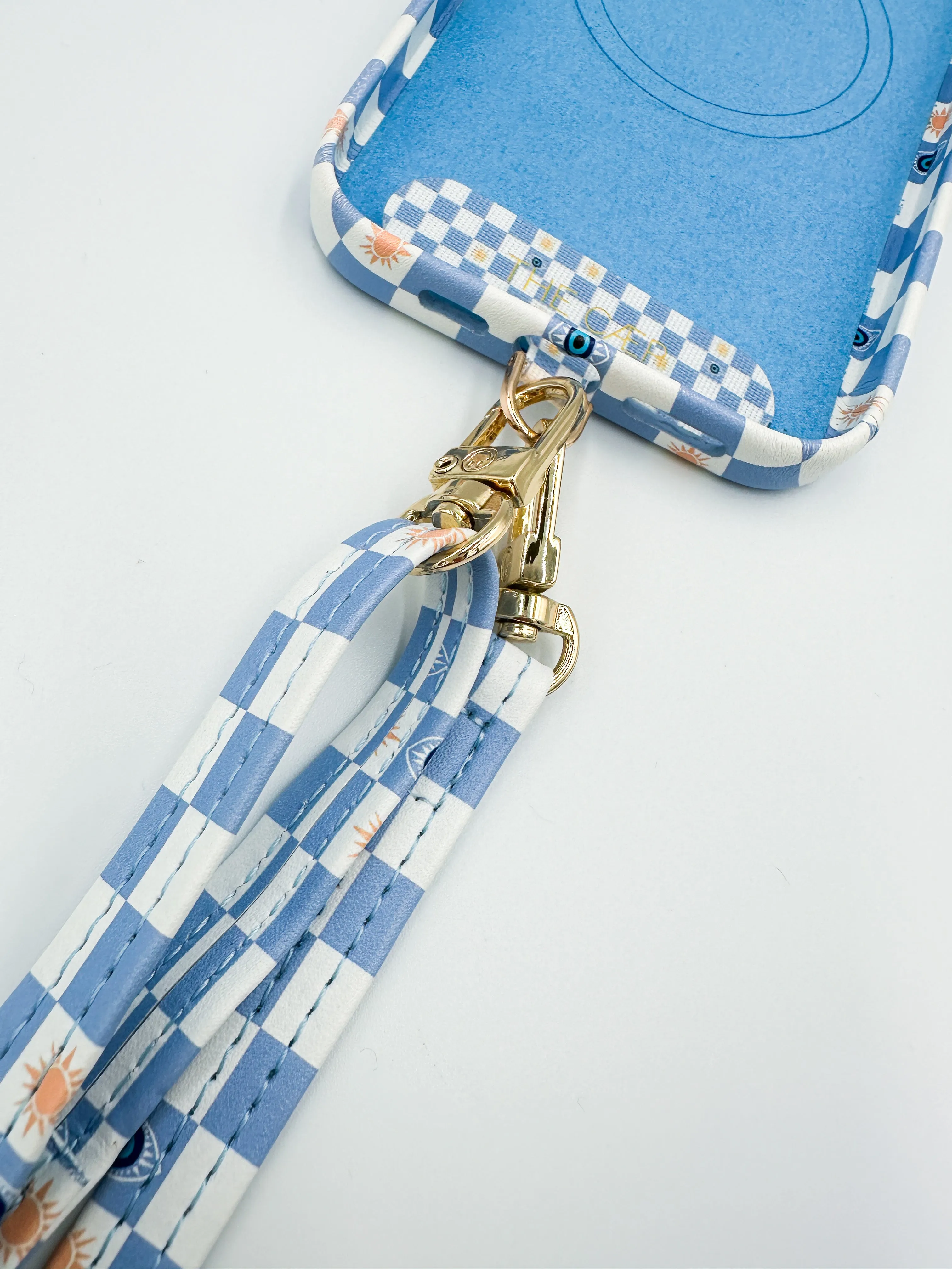 Evil Eye Checkered Phone Strap   Universal Hitch - FINAL SALE