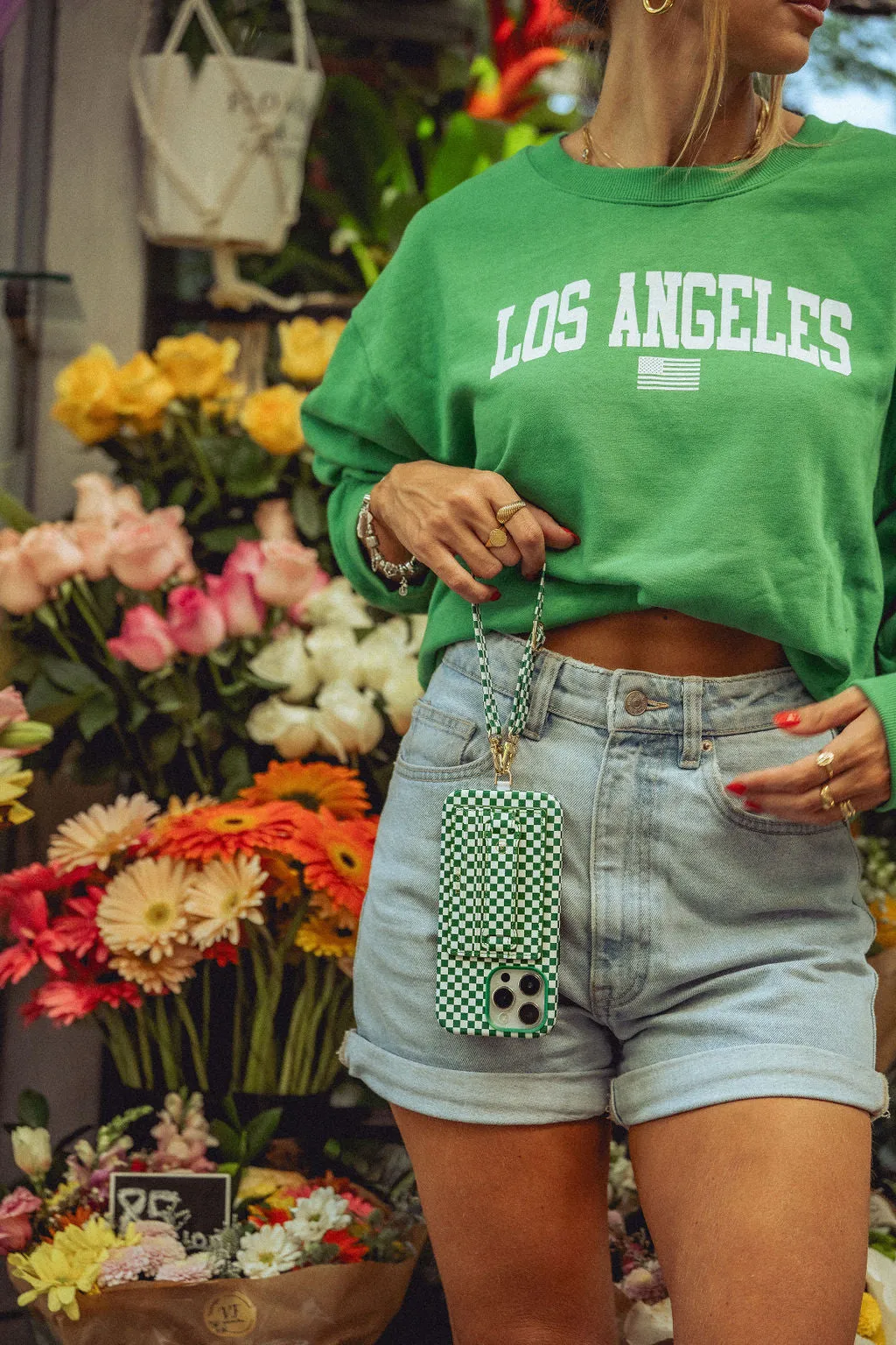 Green Checkered Phone Strap   Universal Hitch - FINAL SALE