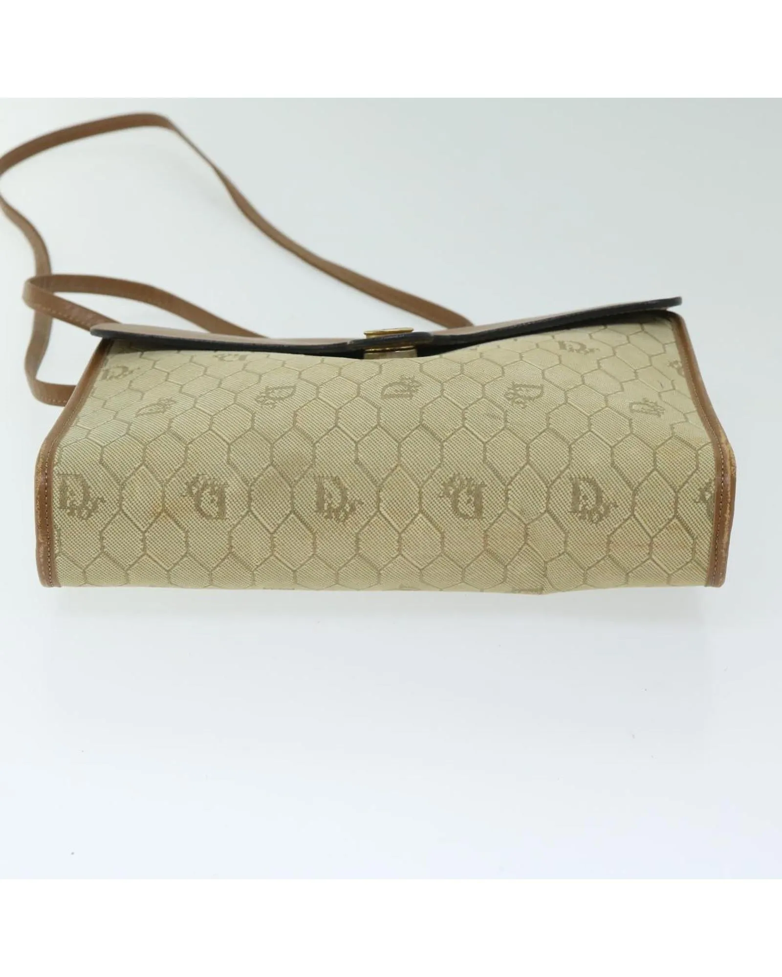 Honeycomb Canvas Shoulder Bag with PVC Leather Trim