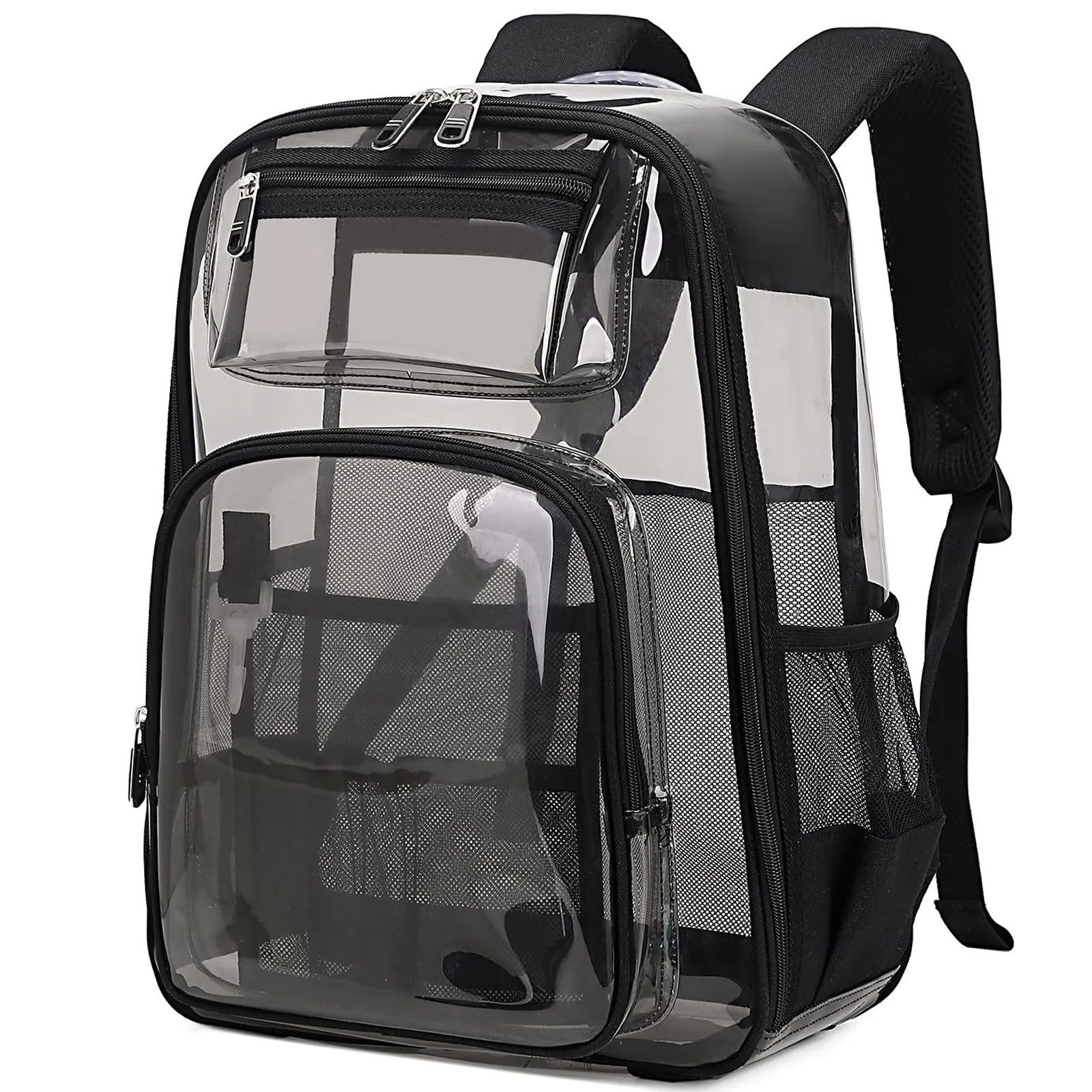 Kids Clear School Backpacks - Black Red Pink Book Bags For Boys Girls Heavy Duty TPU Quick Security Check See Through Transparent Travel Bag