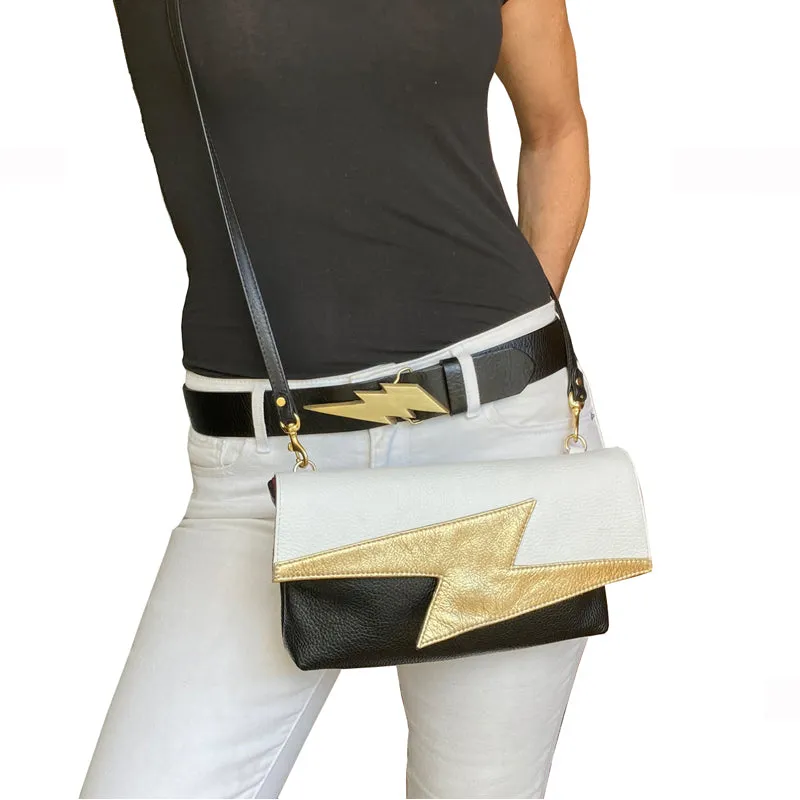 Lightning Bolt Bag - Black with Hot Pink