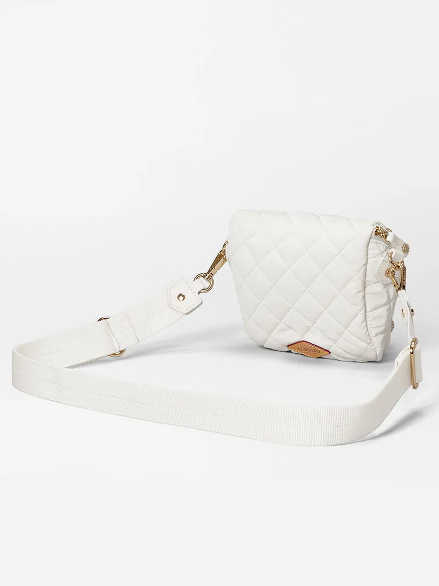 MZ Wallace Micro Crosby Crossbody Sling in Chalk Liquid Oxford