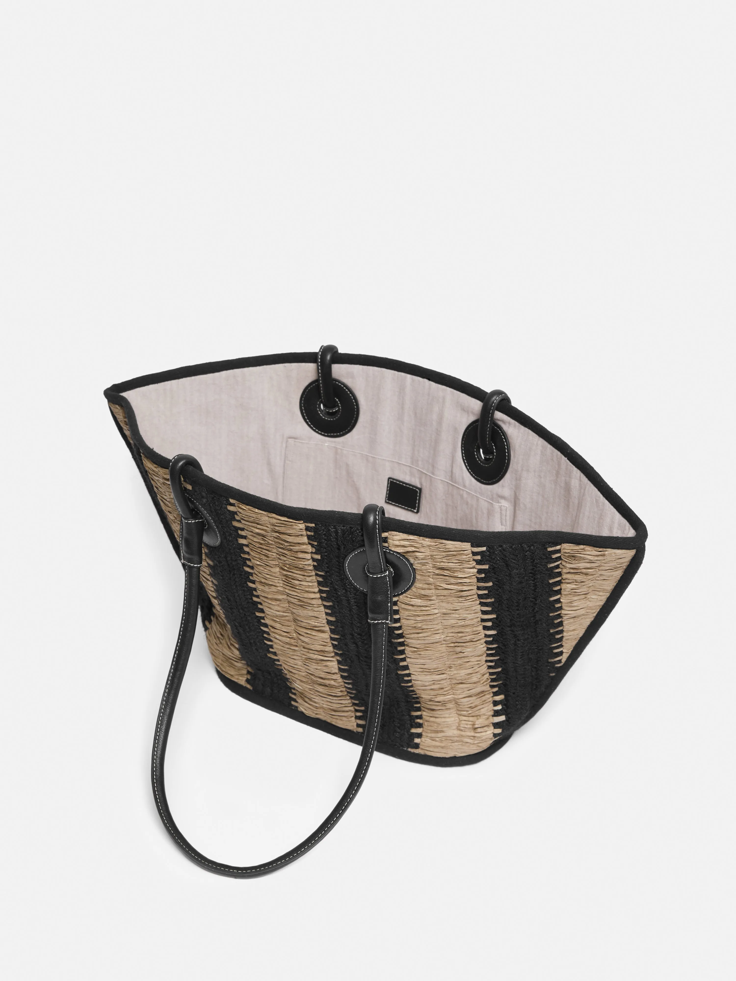 Raffia Stripe Tote | Beige