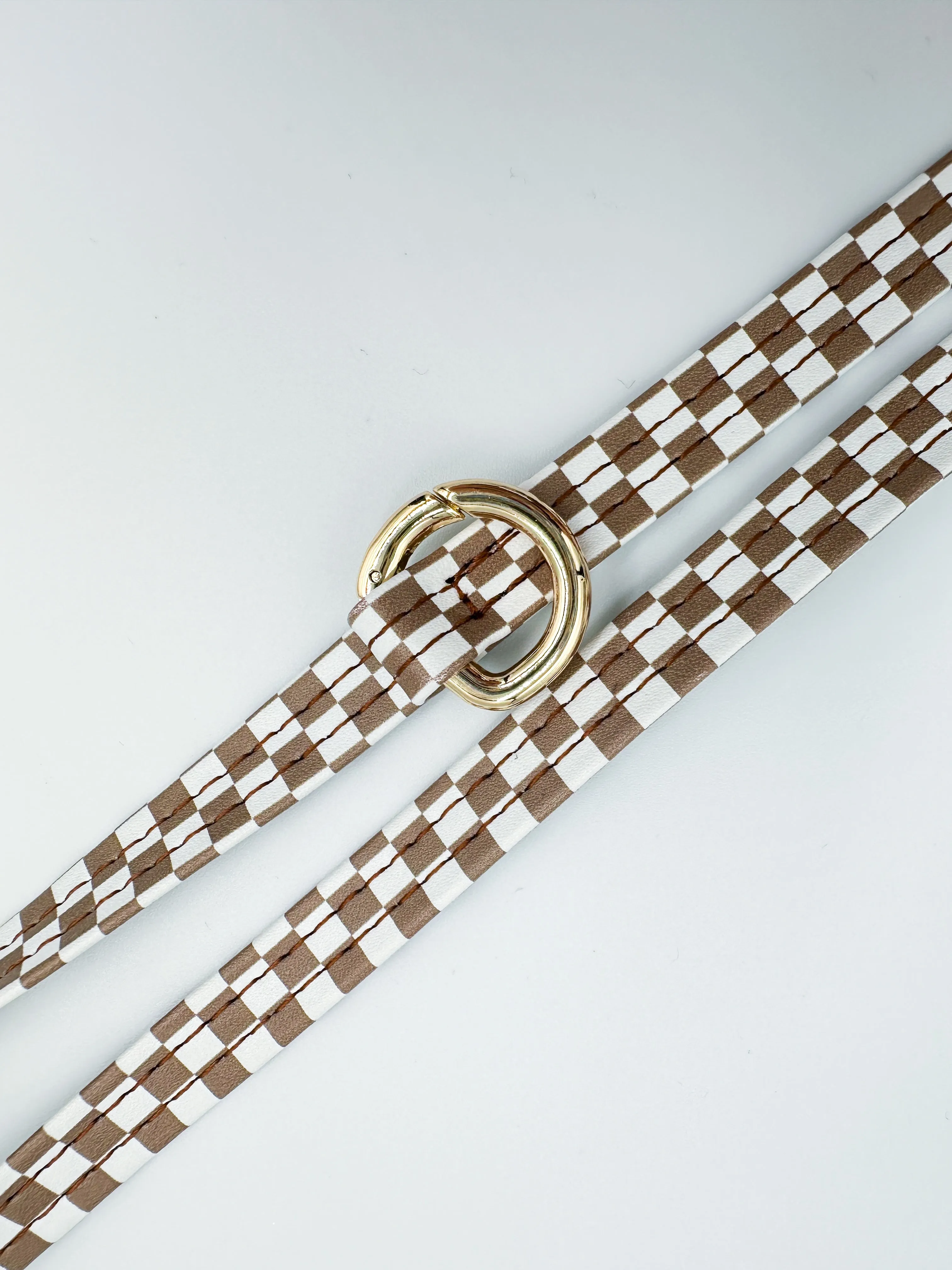 Single Tan Checkered Phone Strap - Final Sale