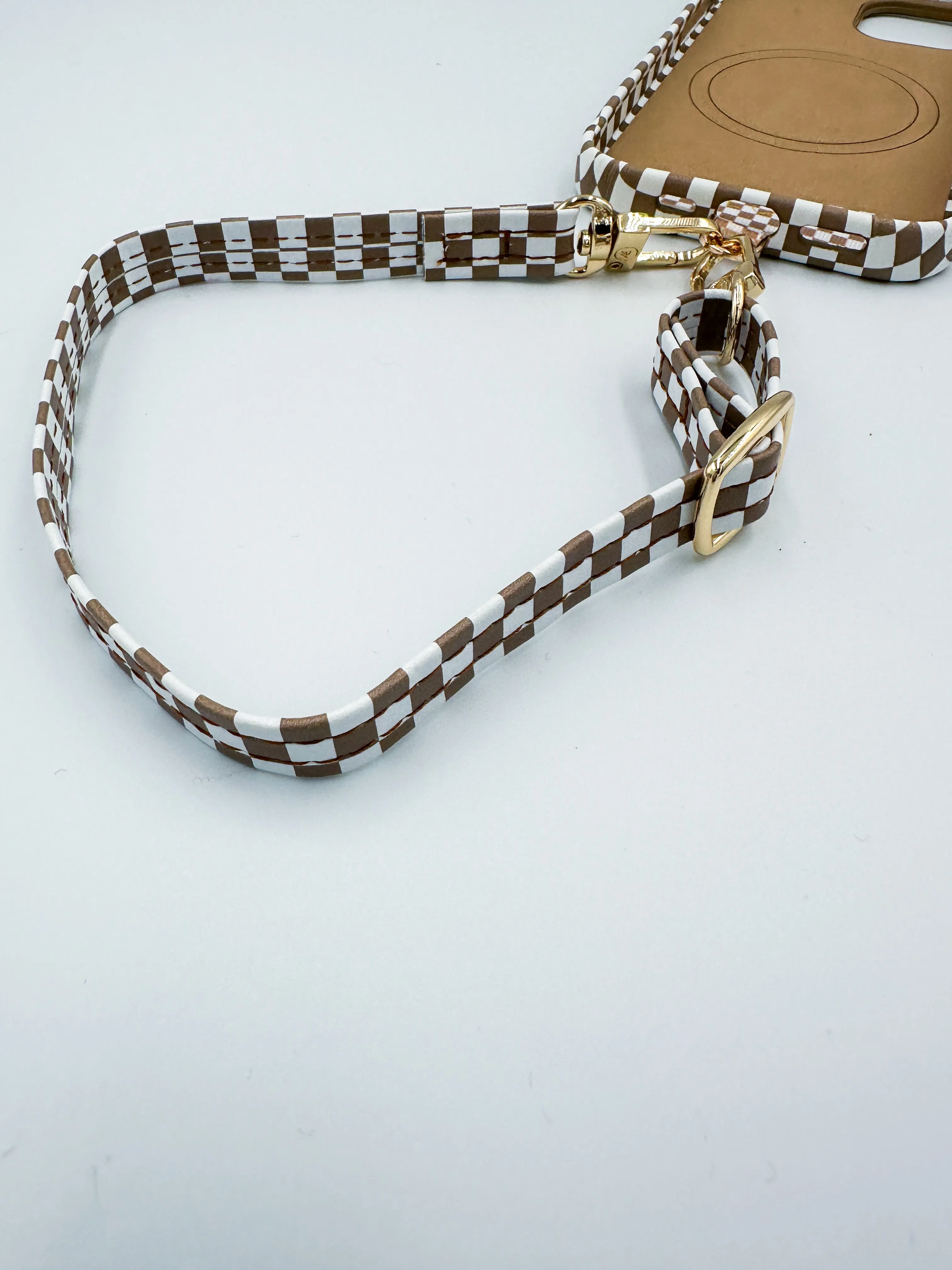 Single Tan Checkered Phone Strap - Final Sale