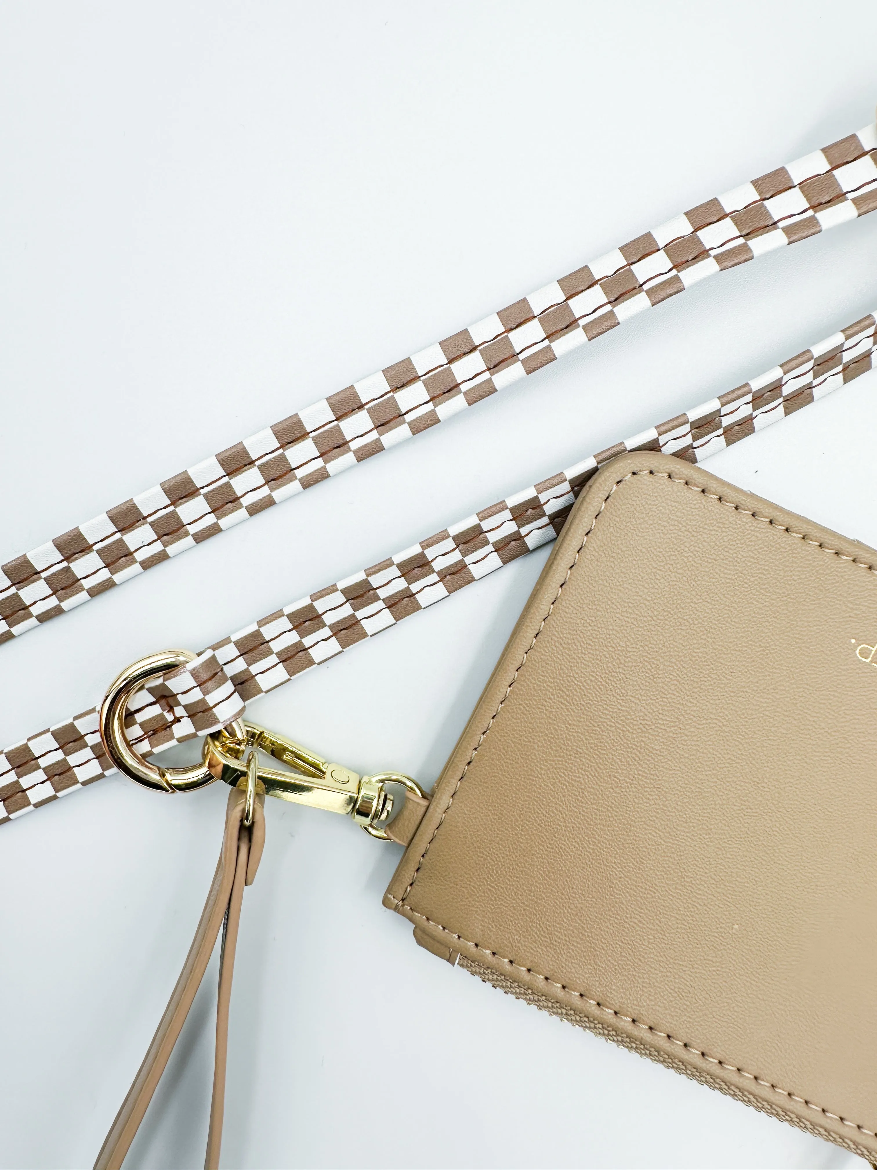 Single Tan Checkered Phone Strap - Final Sale
