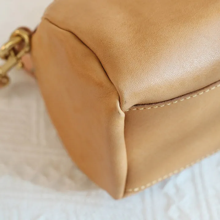 Small Ladies Barrel Bag Leather Over The Shoulder Bag Leather Crossbody Purse