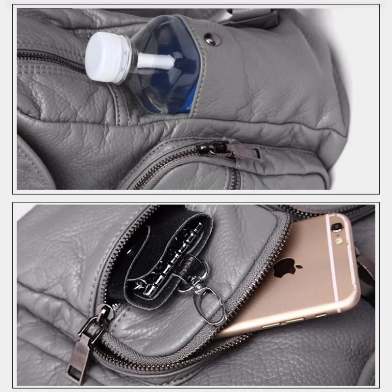 Soft Leather Travel Backpack Small Waterproof Casual Daypack Backpacks for Women