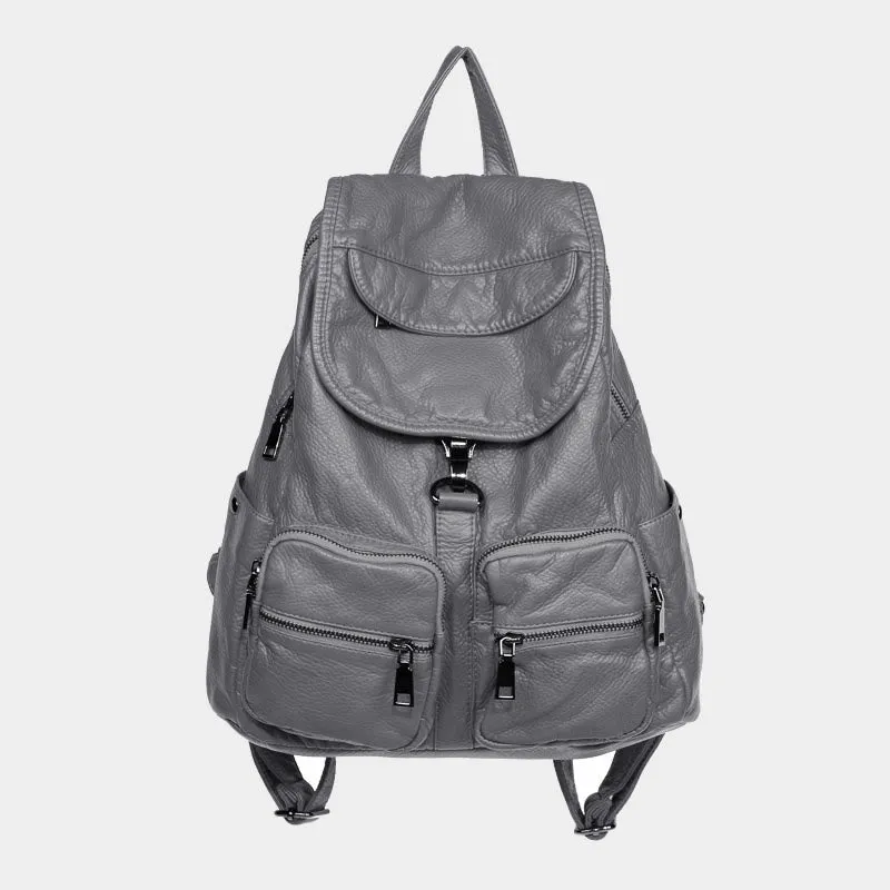 Soft Leather Travel Backpack Small Waterproof Casual Daypack Backpacks for Women