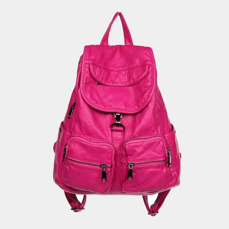 Soft Leather Travel Backpack Small Waterproof Casual Daypack Backpacks for Women