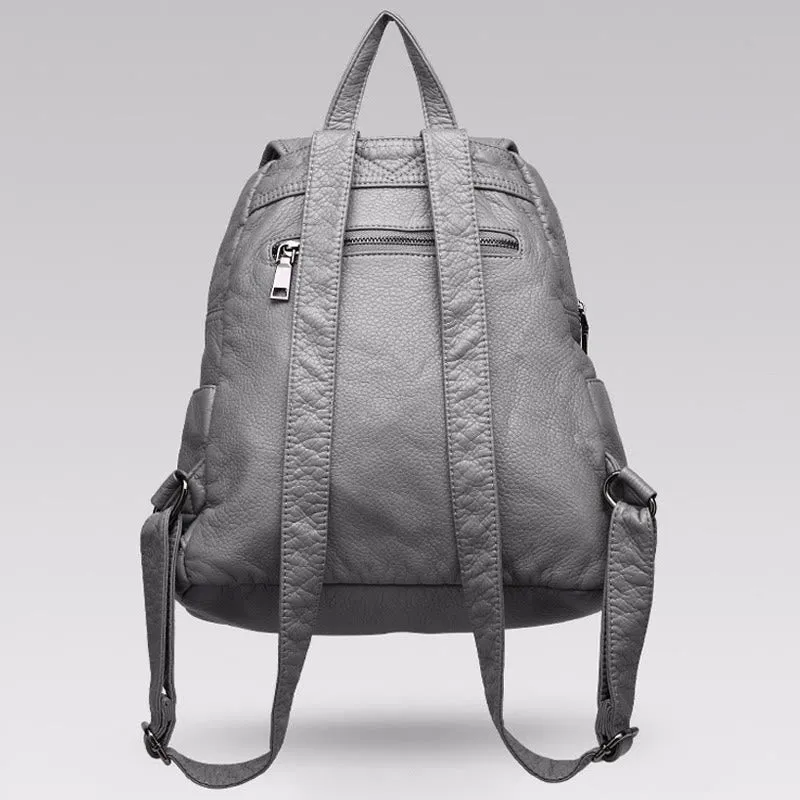 Soft Leather Travel Backpack Small Waterproof Casual Daypack Backpacks for Women