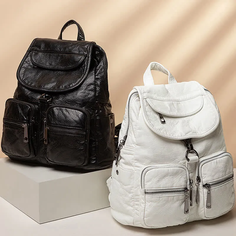 Soft Leather Travel Backpack Small Waterproof Casual Daypack Backpacks for Women