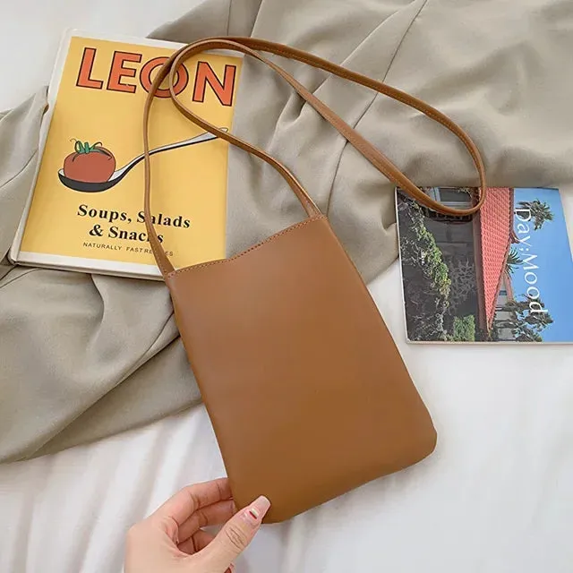 UAKISS  -  Casual Simple Solid Cell Phone Bag Fashion Y2k Aesthetic Vintage Mini Purses All Match Trendy Chic Shoulder Crossbody Bags Women