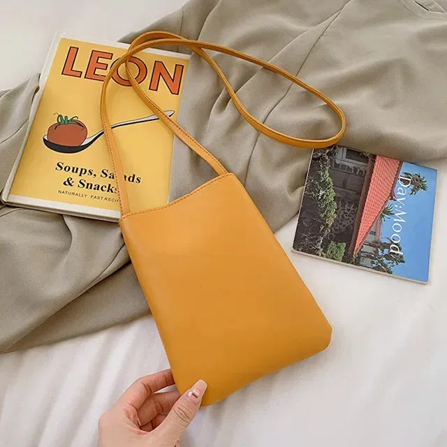 UAKISS  -  Casual Simple Solid Cell Phone Bag Fashion Y2k Aesthetic Vintage Mini Purses All Match Trendy Chic Shoulder Crossbody Bags Women