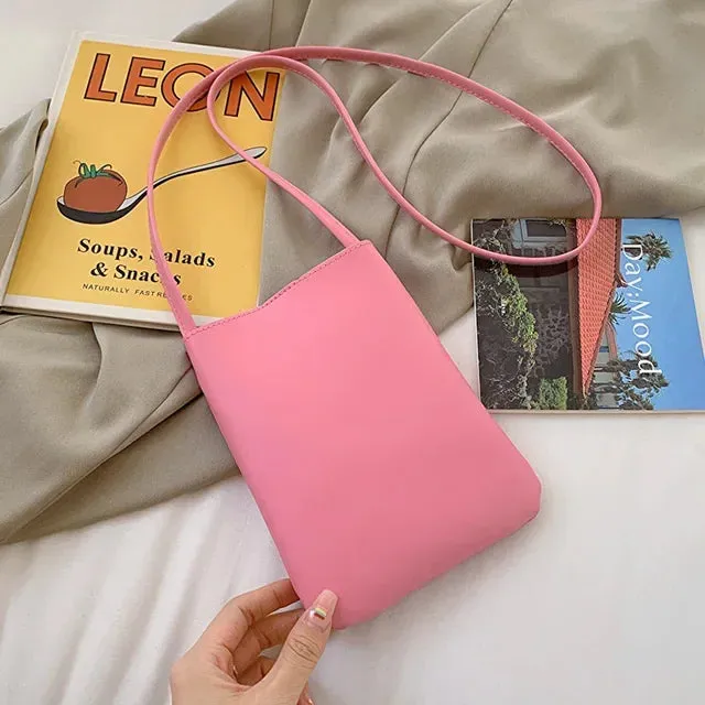 UAKISS  -  Casual Simple Solid Cell Phone Bag Fashion Y2k Aesthetic Vintage Mini Purses All Match Trendy Chic Shoulder Crossbody Bags Women
