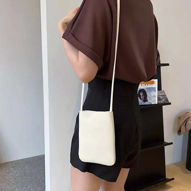 UAKISS  -  Casual Simple Solid Cell Phone Bag Fashion Y2k Aesthetic Vintage Mini Purses All Match Trendy Chic Shoulder Crossbody Bags Women