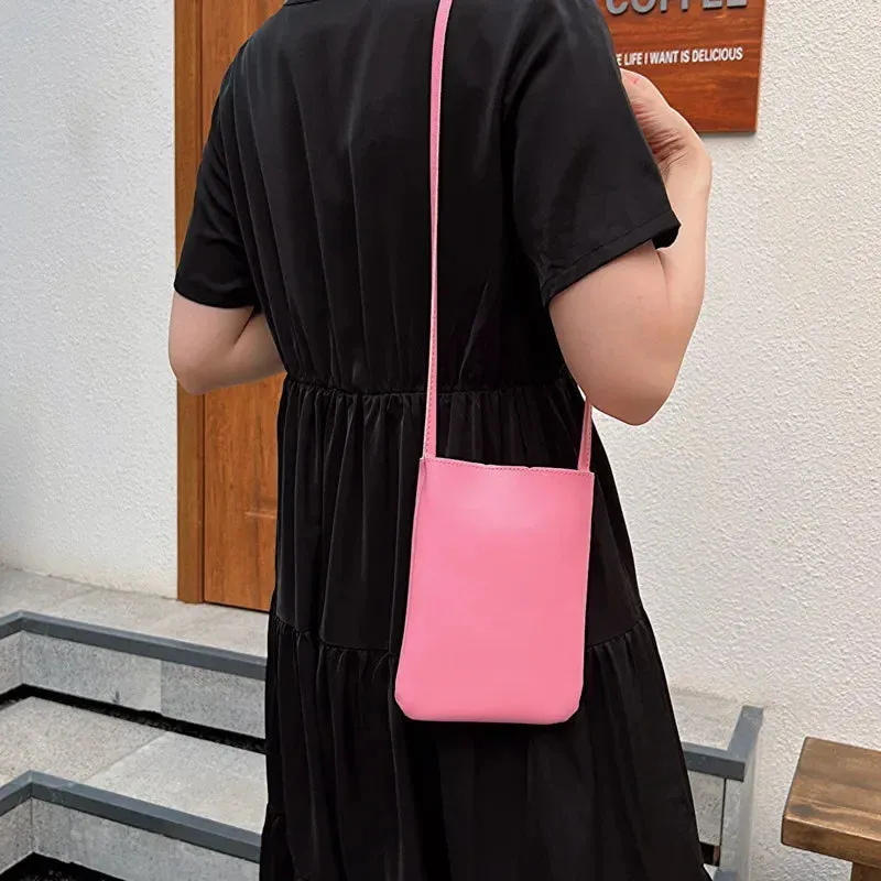 UAKISS  -  Casual Simple Solid Cell Phone Bag Fashion Y2k Aesthetic Vintage Mini Purses All Match Trendy Chic Shoulder Crossbody Bags Women