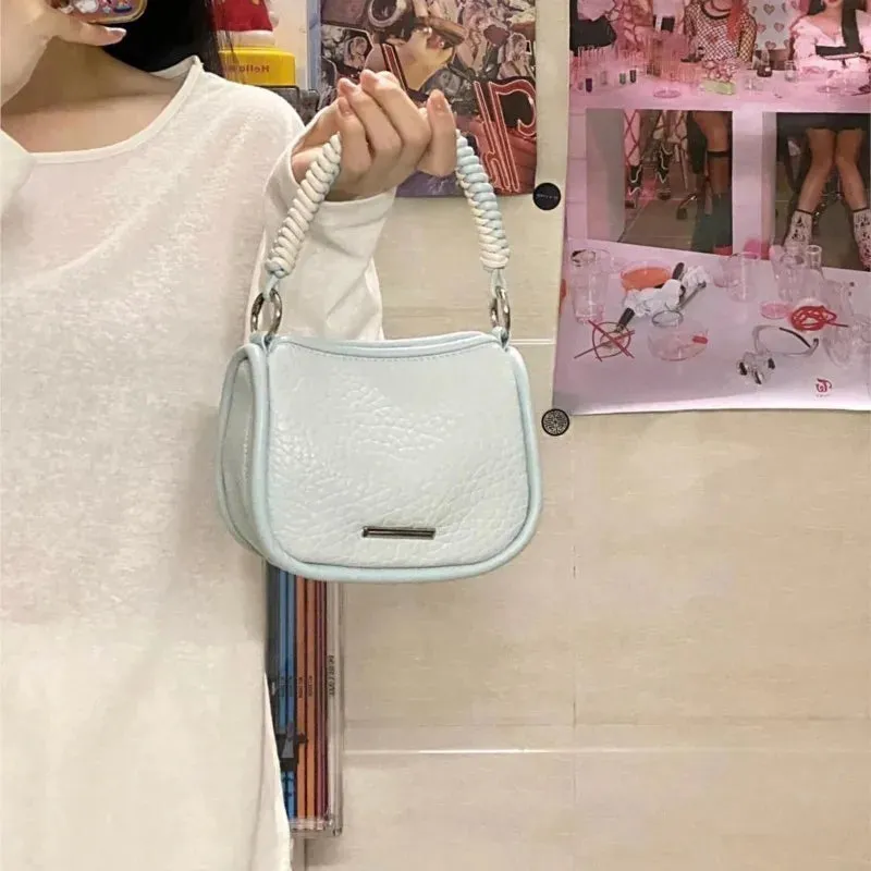 UAKISS  -  Hot Girls Blue Square Hand Bag Purse Women Harajuku Aesthetic Handle Y2k Crossbody Bags Ladies Retro Messenger Bag Chic