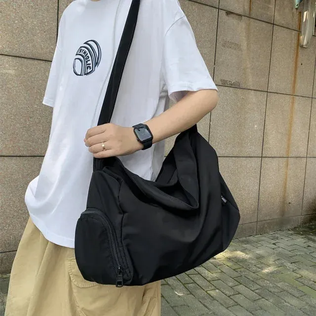 UAKISS  -  Korean High-capacity Simple Solid Messenger Bags Japanese Students Grunge Tote Bag Men Women Y2k All Match Crossbody Handbags