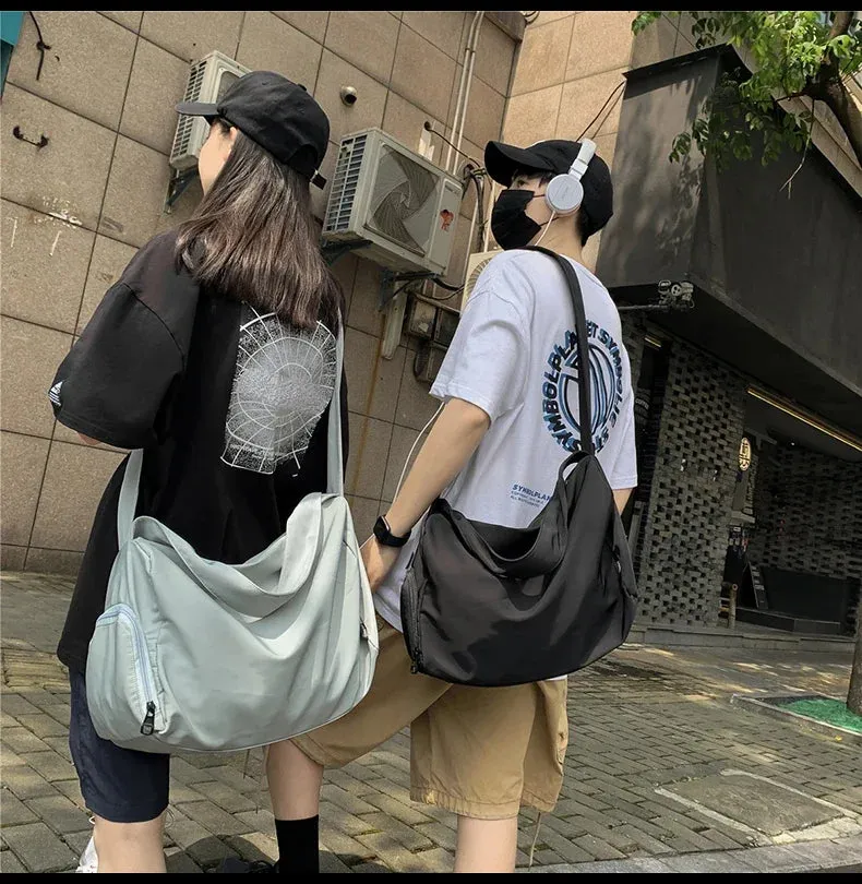 UAKISS  -  Korean High-capacity Simple Solid Messenger Bags Japanese Students Grunge Tote Bag Men Women Y2k All Match Crossbody Handbags