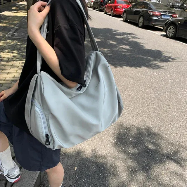 UAKISS  -  Korean High-capacity Simple Solid Messenger Bags Japanese Students Grunge Tote Bag Men Women Y2k All Match Crossbody Handbags